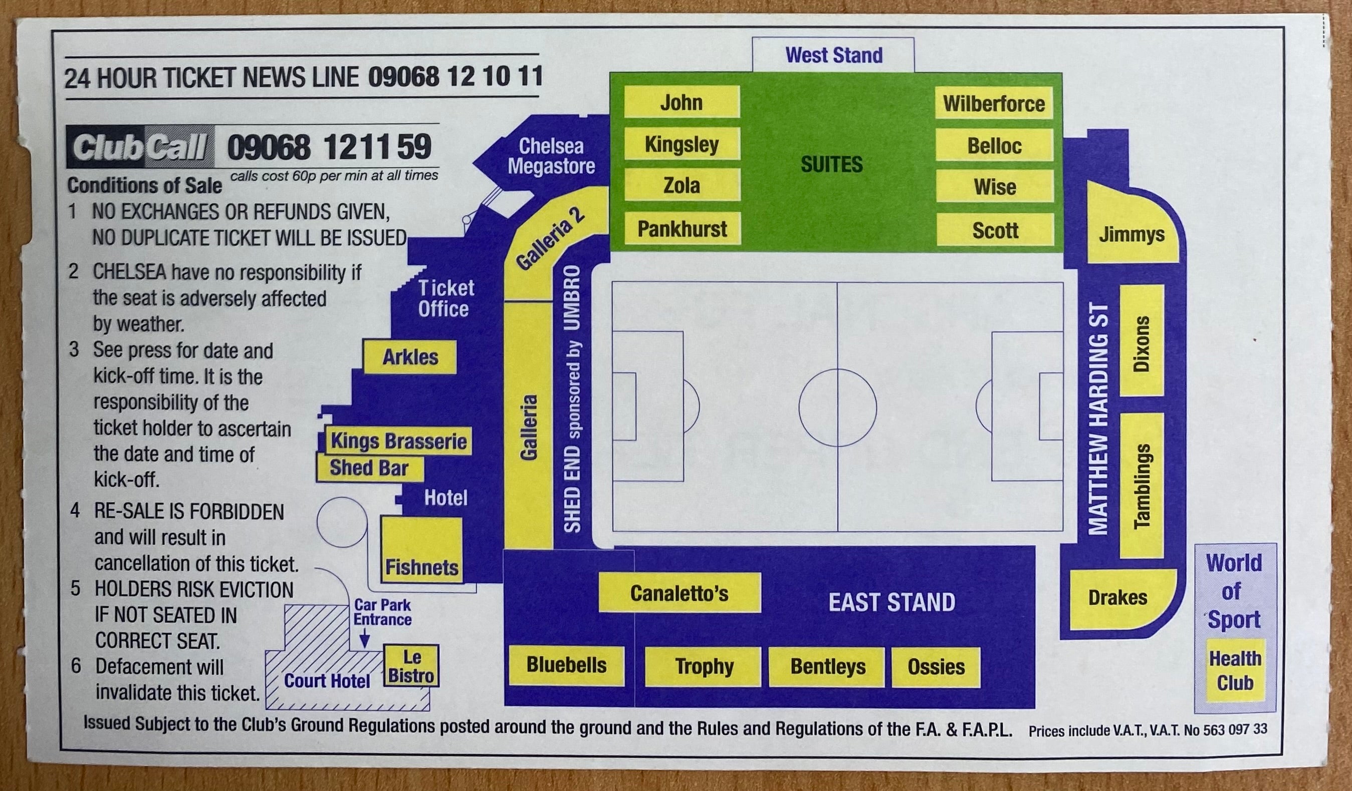 2002/03 ORIGINAL FA CUP 6TH ROUND TICKET CHELSEA V ARSENAL