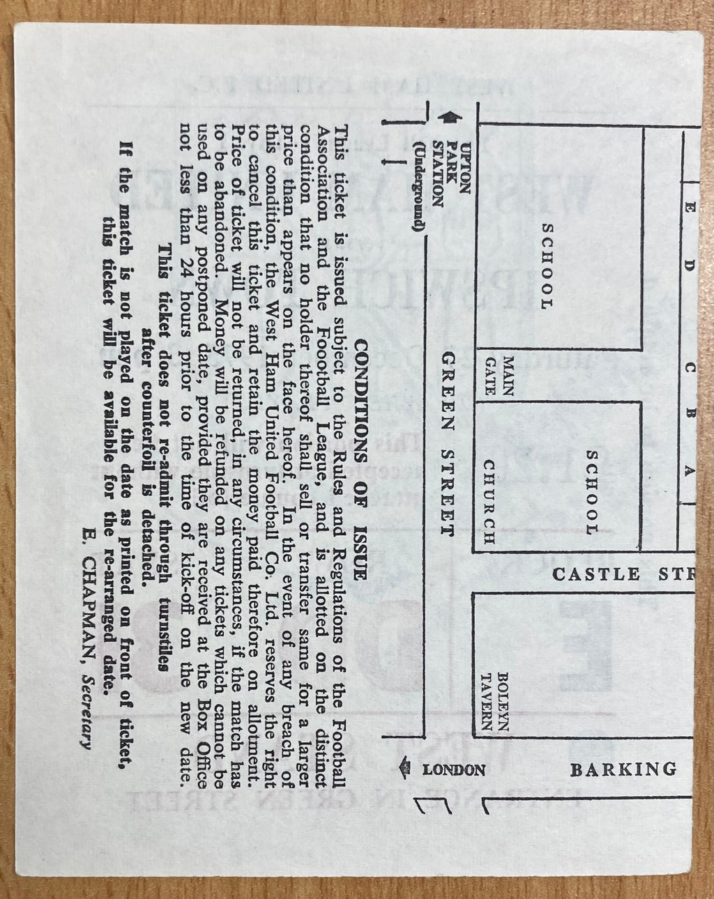 1975/76 ORIGINAL DIVISION ONE TICKET WEST HAM UNITED V IPSWICH TOWN