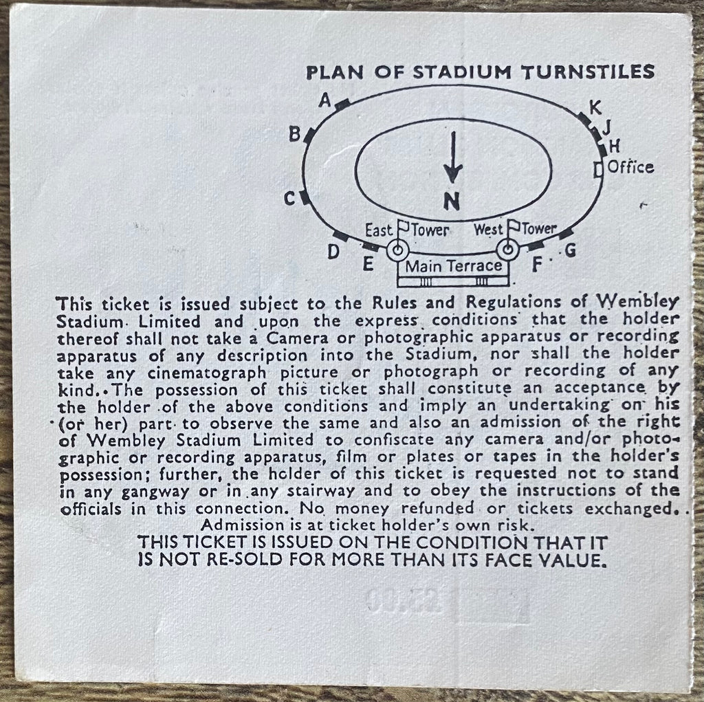 1978 ORIGINAL EUROPEAN CUP FINAL TICKET LIVERPOOL V FC BRUGES @ WEMBLEY