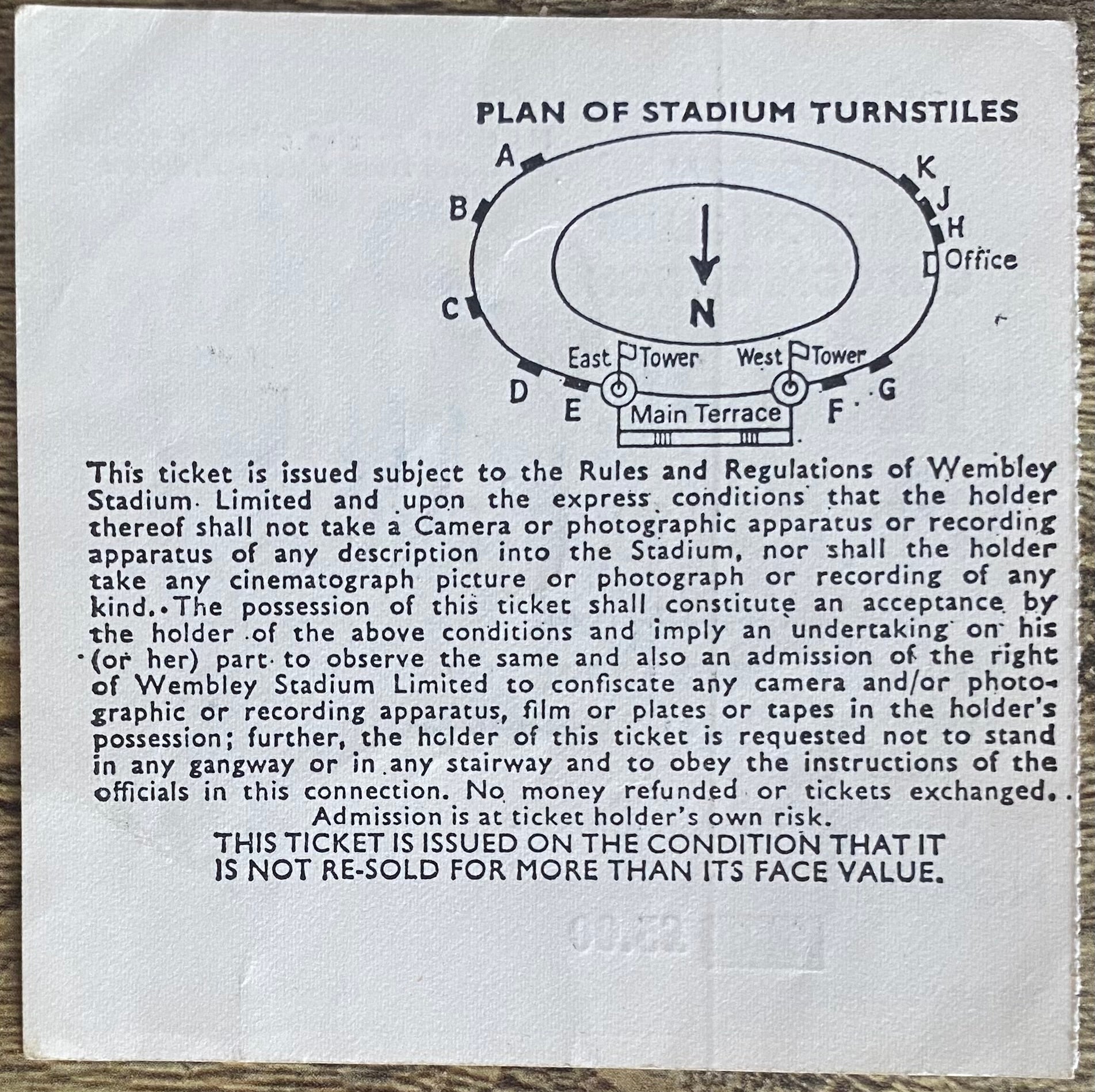 1978 ORIGINAL EUROPEAN CUP FINAL TICKET LIVERPOOL V FC BRUGES @ WEMBLEY