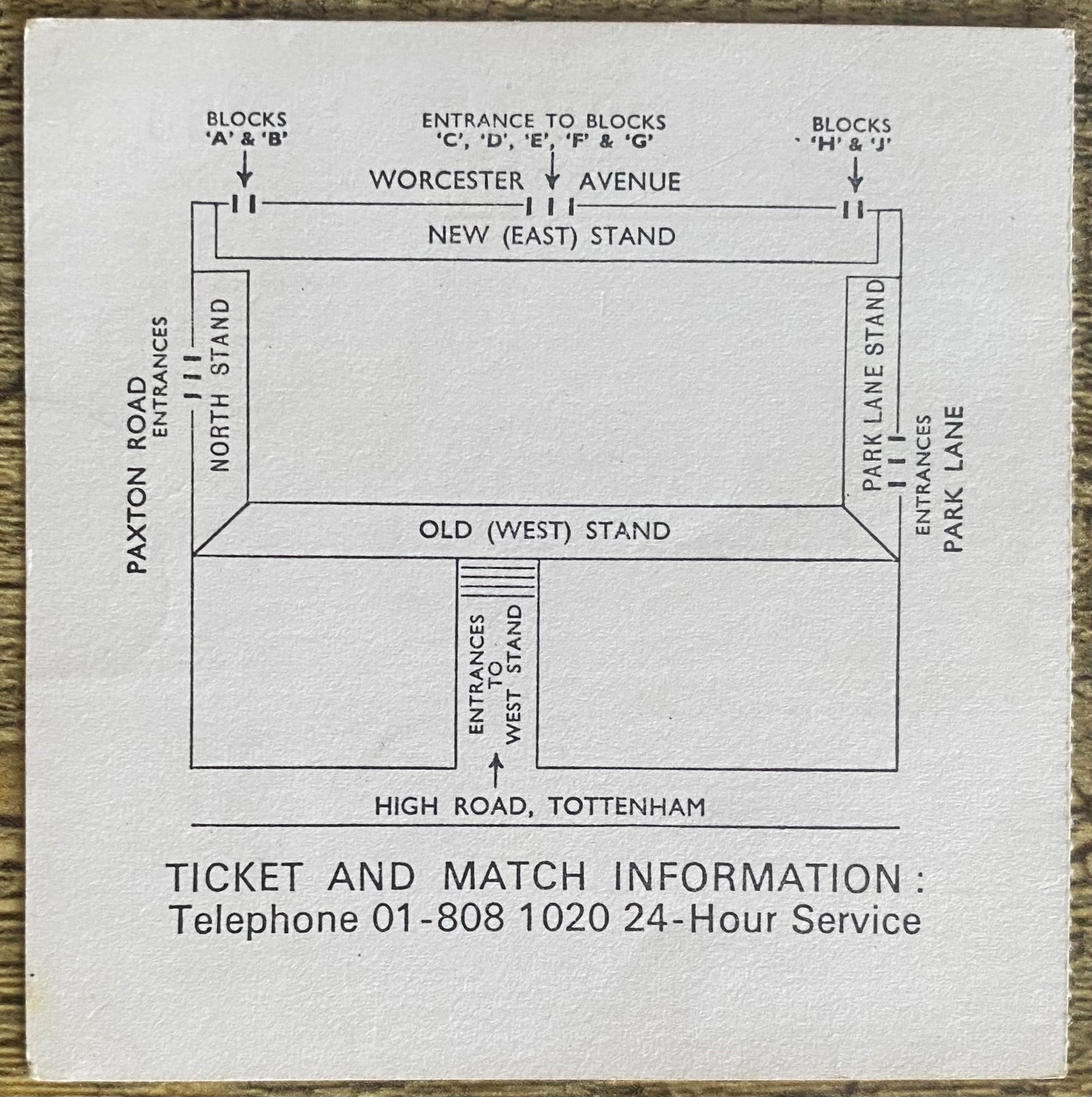 1978/79 ORIGINAL DIVISION ONE TICKET TOTTENHAM HOTSPUR V ARSENAL