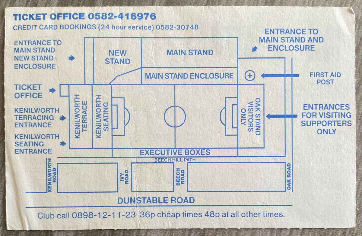 1992/93 ORIGINAL DIVISION 1 TICKET LUTON TOWN V CHARLTON ATHLETIC