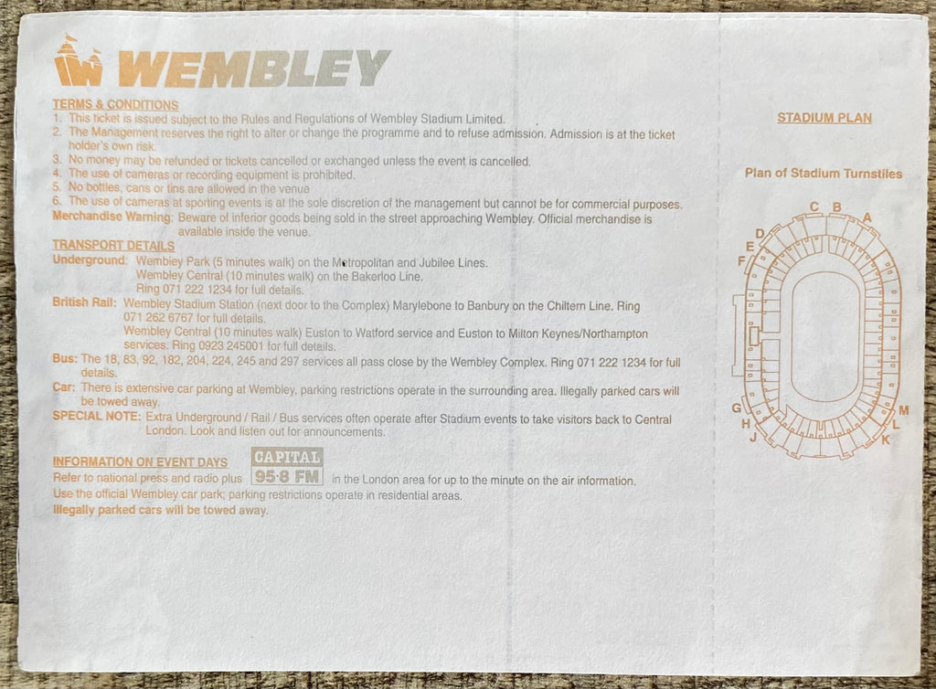 1994 ORIGINAL CHARITY SHIELD UNUSED TICKET BLACKBURN ROVERS V MANCHESTER UNITED