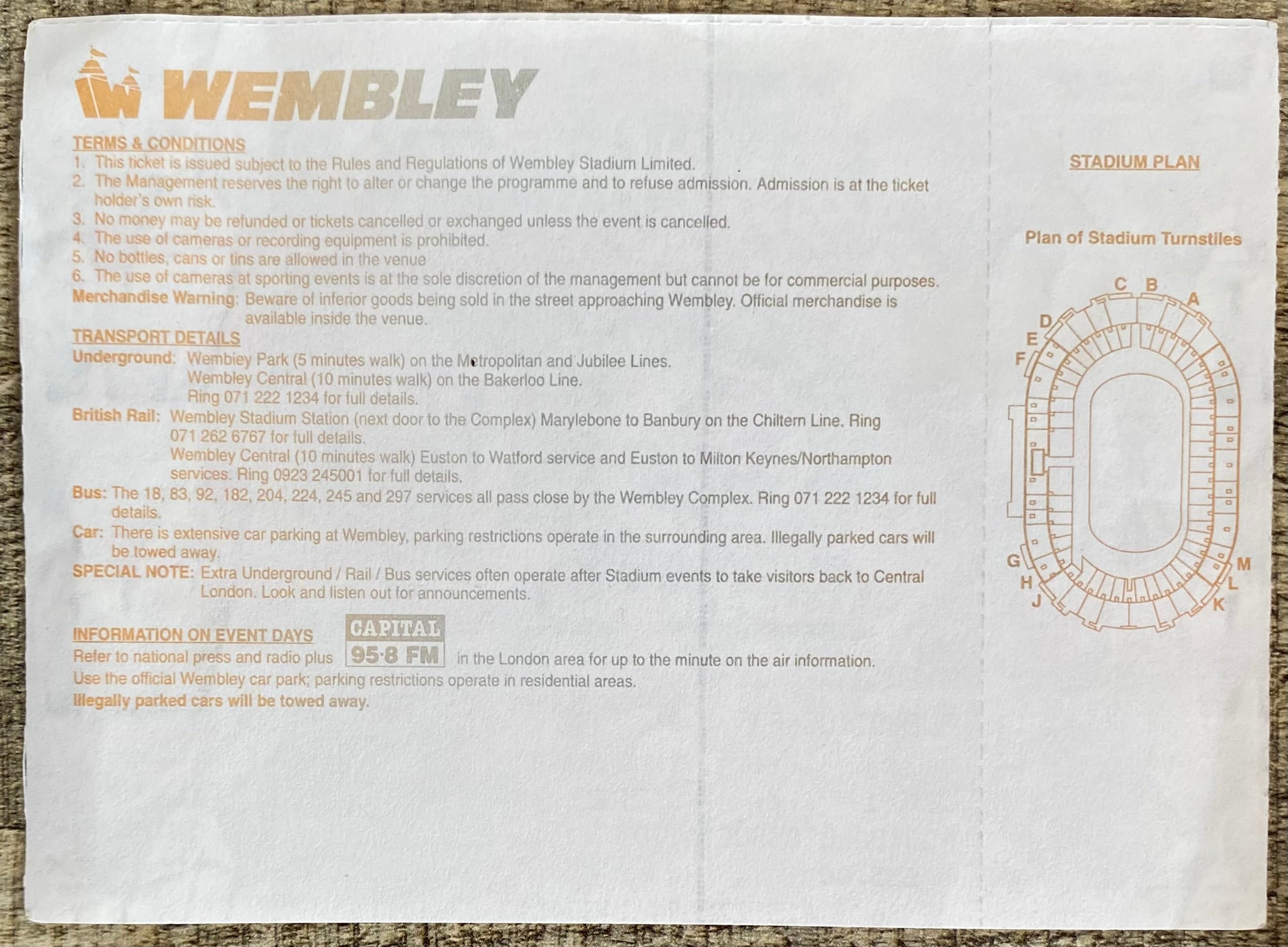 1994 ORIGINAL CHARITY SHIELD UNUSED TICKET BLACKBURN ROVERS V MANCHESTER UNITED