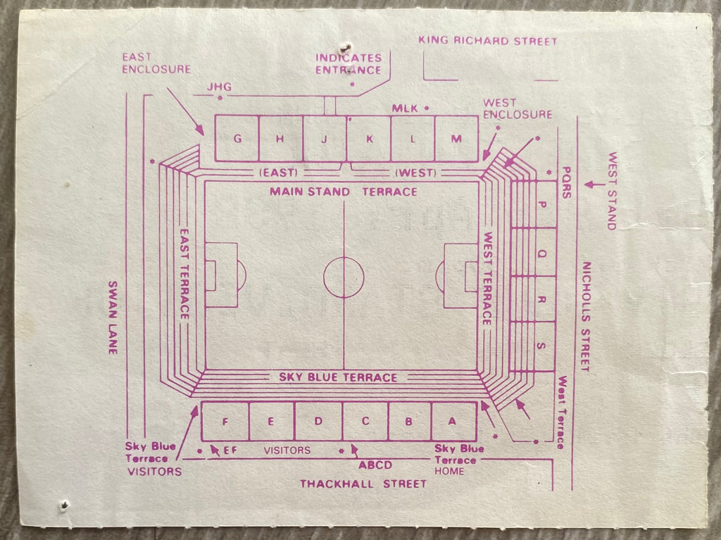 1987/88 ORIGINAL DIVISION ONE TICKET COVENTRY CITY V CHARLTON ATHLETIC
