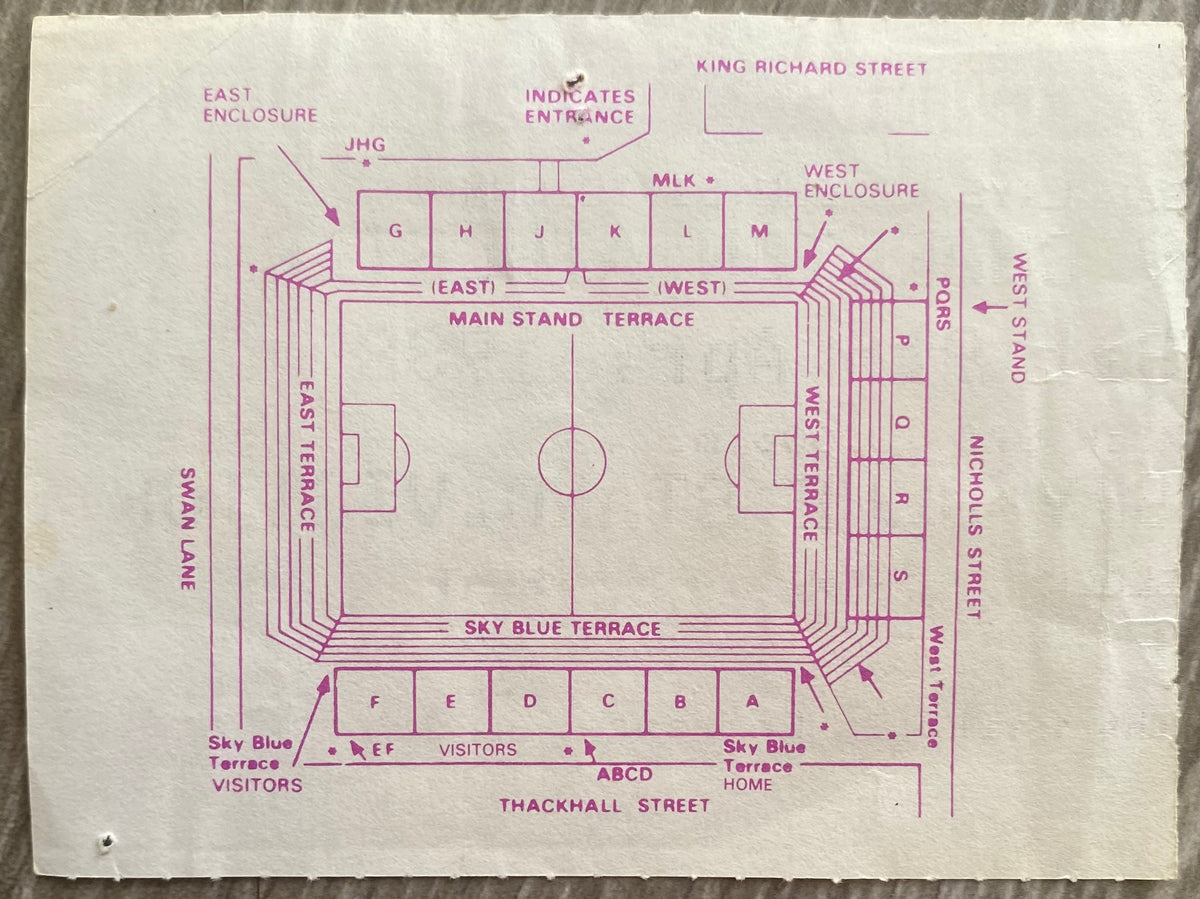 1987/88 ORIGINAL DIVISION ONE TICKET COVENTRY CITY V CHARLTON ATHLETIC