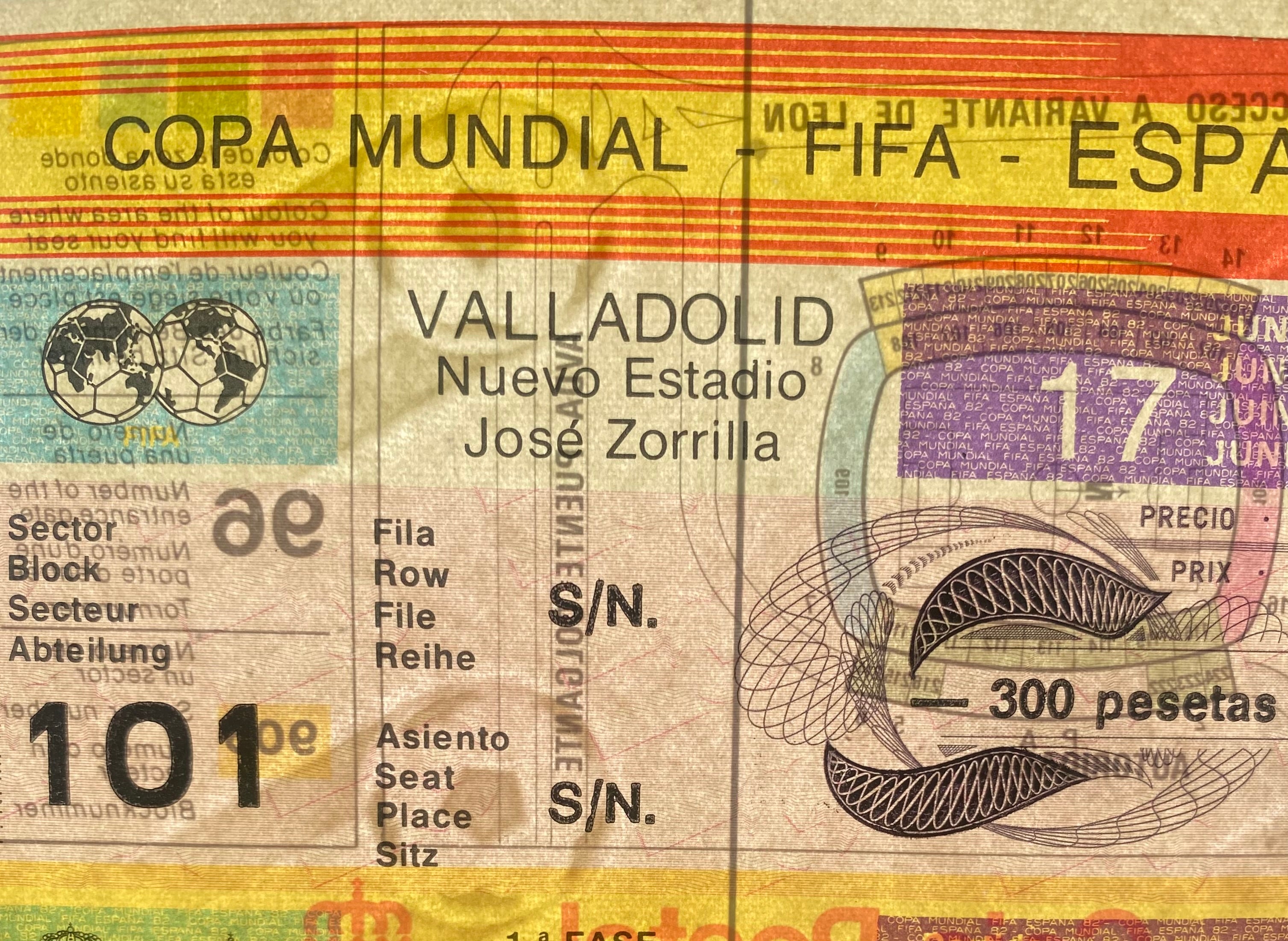 1982 ORIGINAL WORLD CUP 1ST ROUND TICKET CZECHOSLOVAKIA V KUWAIT @ VALLADOLID