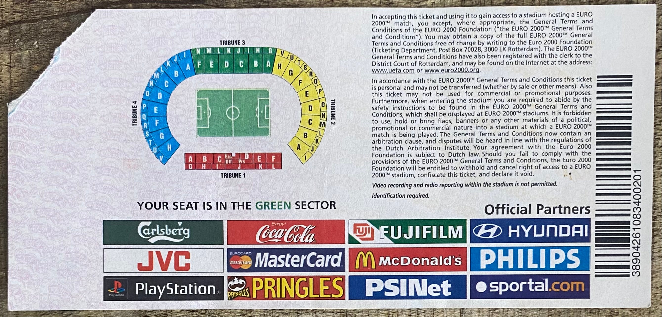 2000 ORIGINAL EUROPEAN CHAMPIONSHIPS EURO 2000 QUARTER FINAL TICKET ITALY V ROMANIA @ BRUSSELS