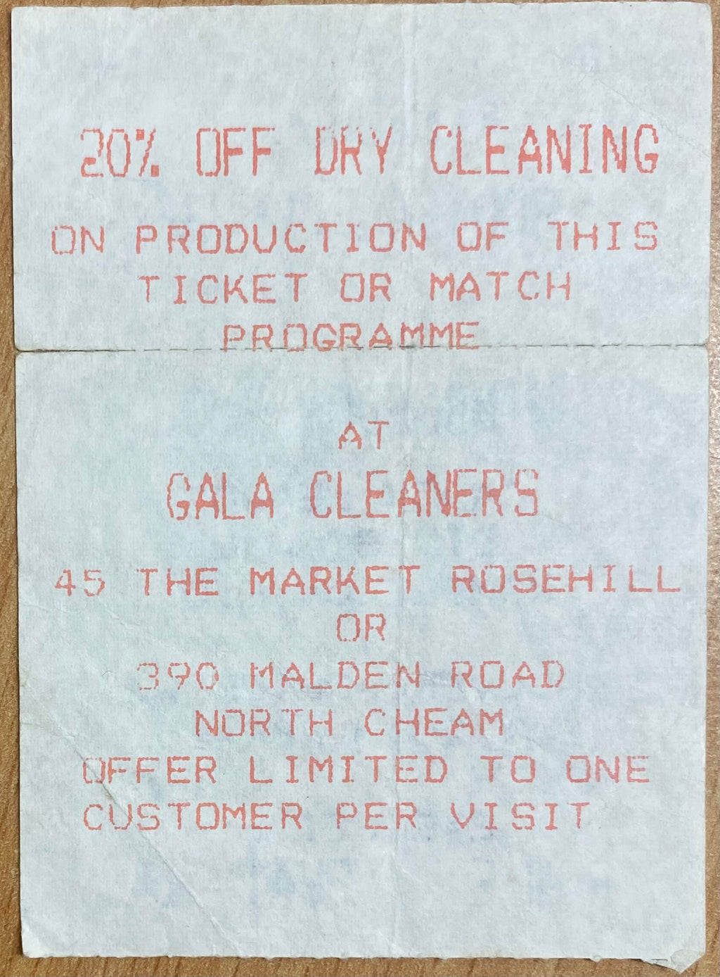 1984/85 ORIGINAL DIVISION 2 TICKET WIMBLEDON V WOLVERHAMPTON WANDERERS