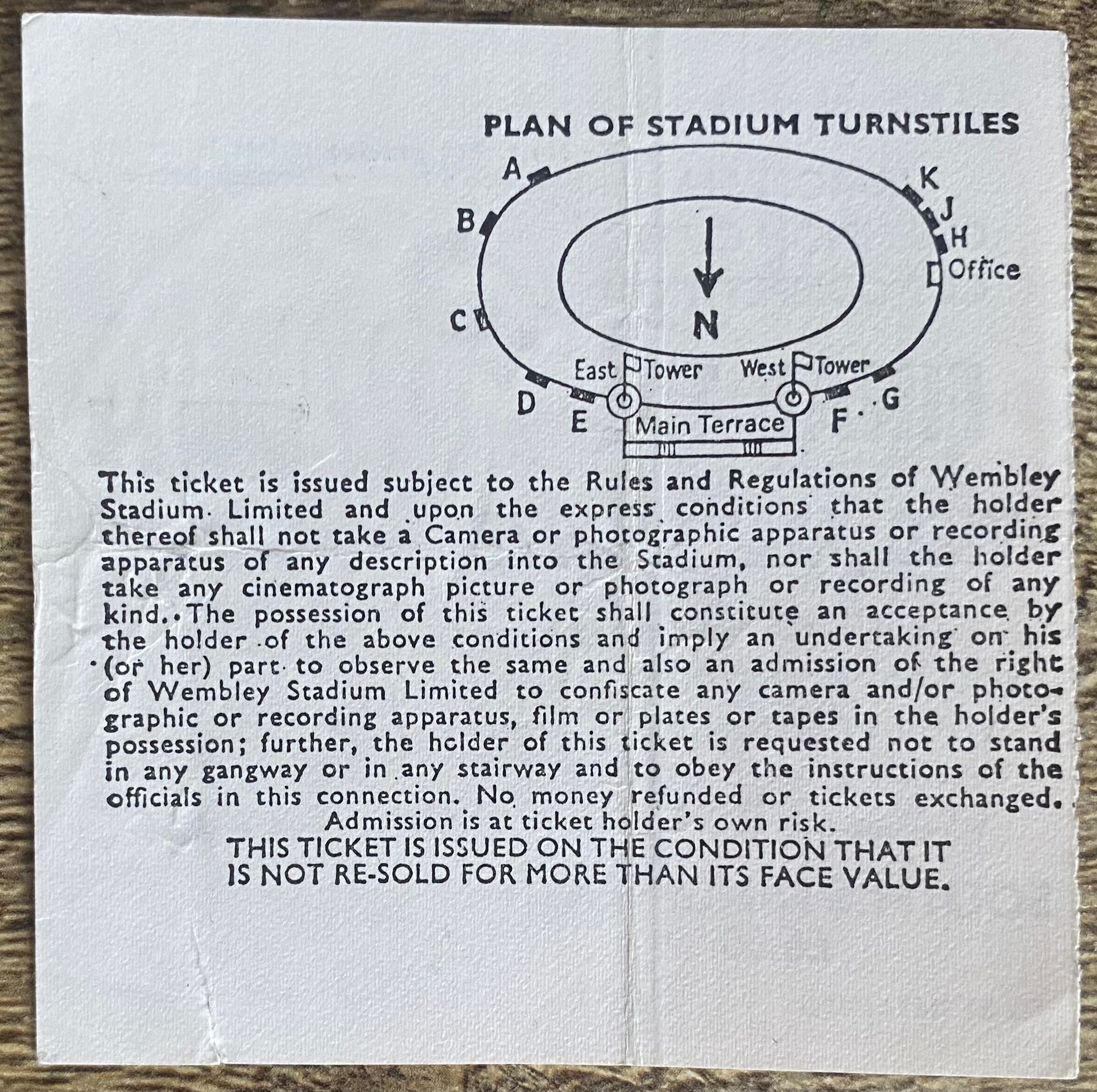 1978 ORIGINAL EUROPEAN CUP FINAL TICKET LIVERPOOL V FC BRUGES @ WEMBLEY
