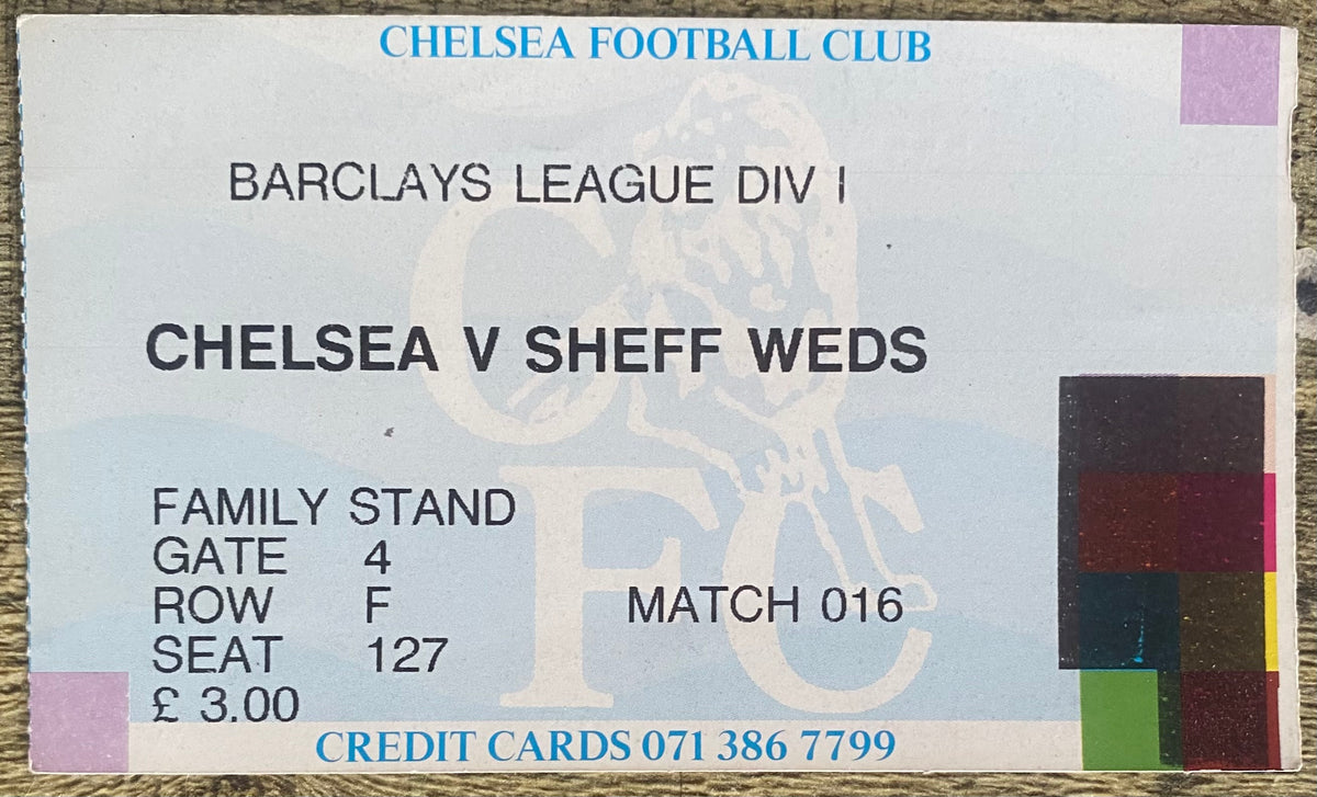 1991/92 ORIGINAL DIVISION ONE TICKET CHELSEA V SHEFFIELD WEDNESDAY