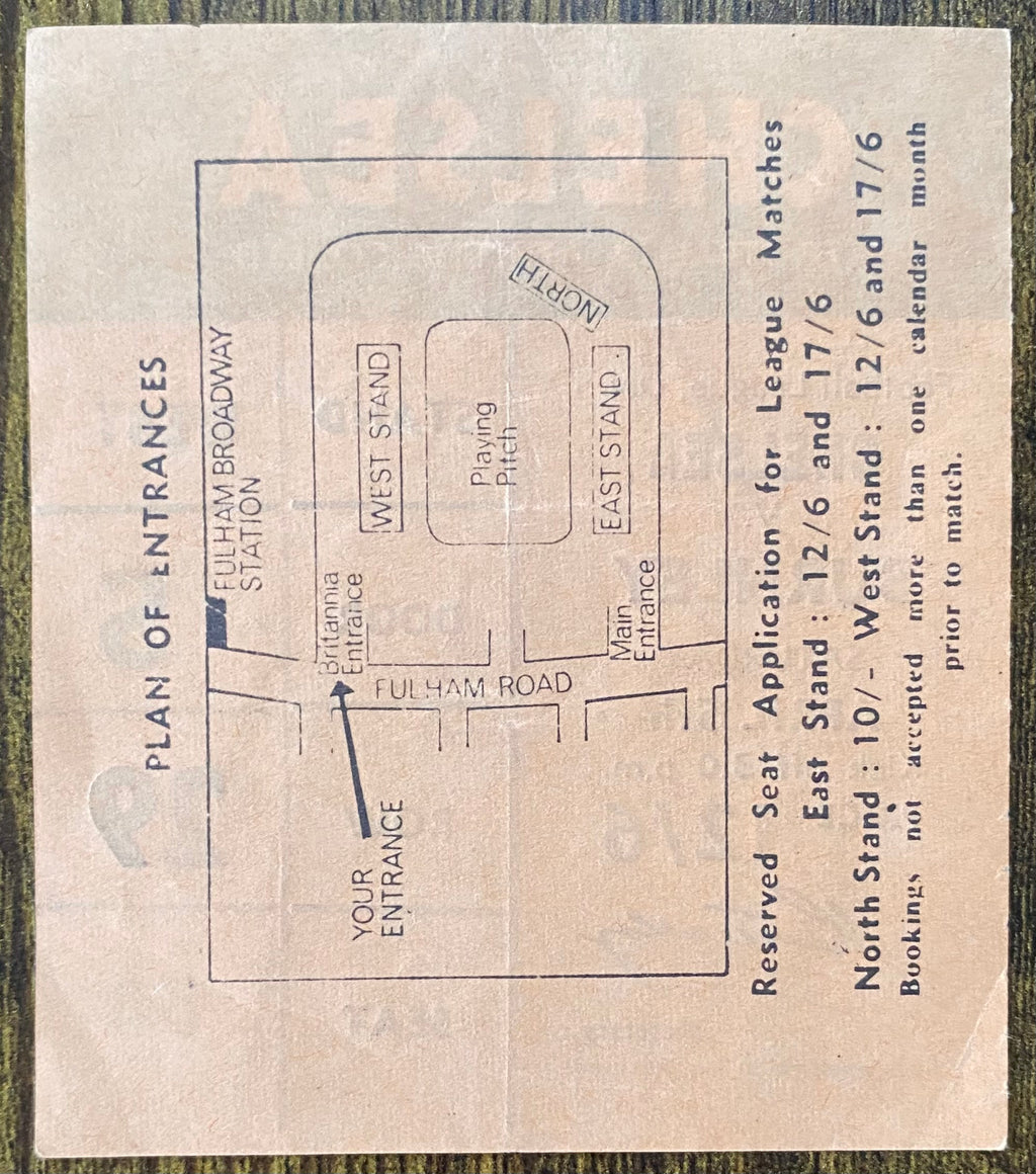 1968/69 ORIGINAL  DIVISION 1 TICKET CHELSEA V BURNLEY
