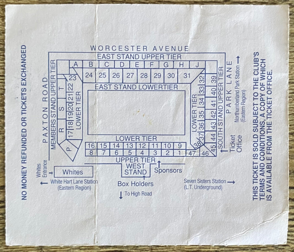 1994/95 ORIGINAL FA PREMIERSHIP TICKET TOTTENHAM HOTSPUR V CHELSEA