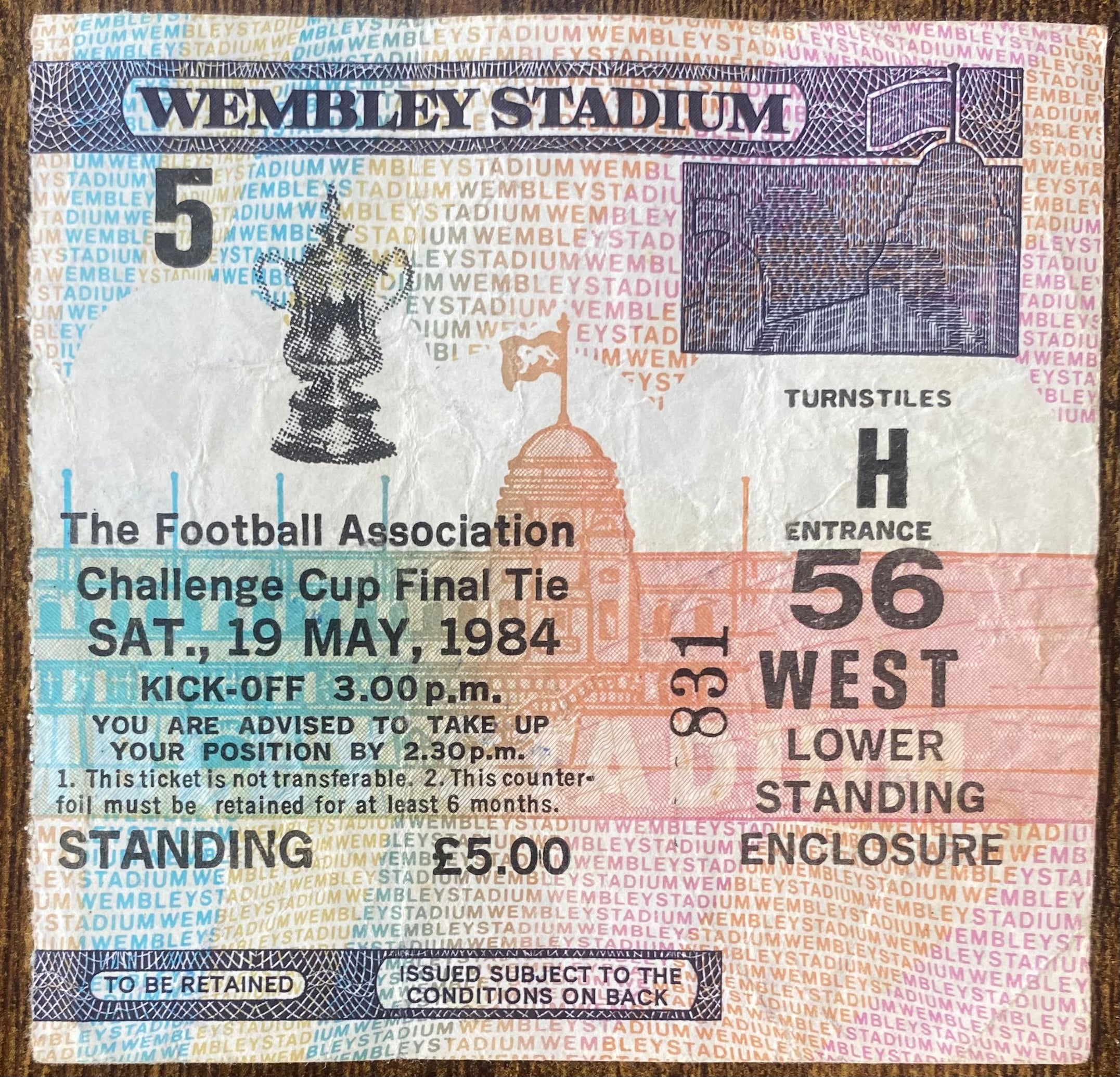 1984 ORIGINAL FA CUP FINAL TICKET EVERTON V WATFORD