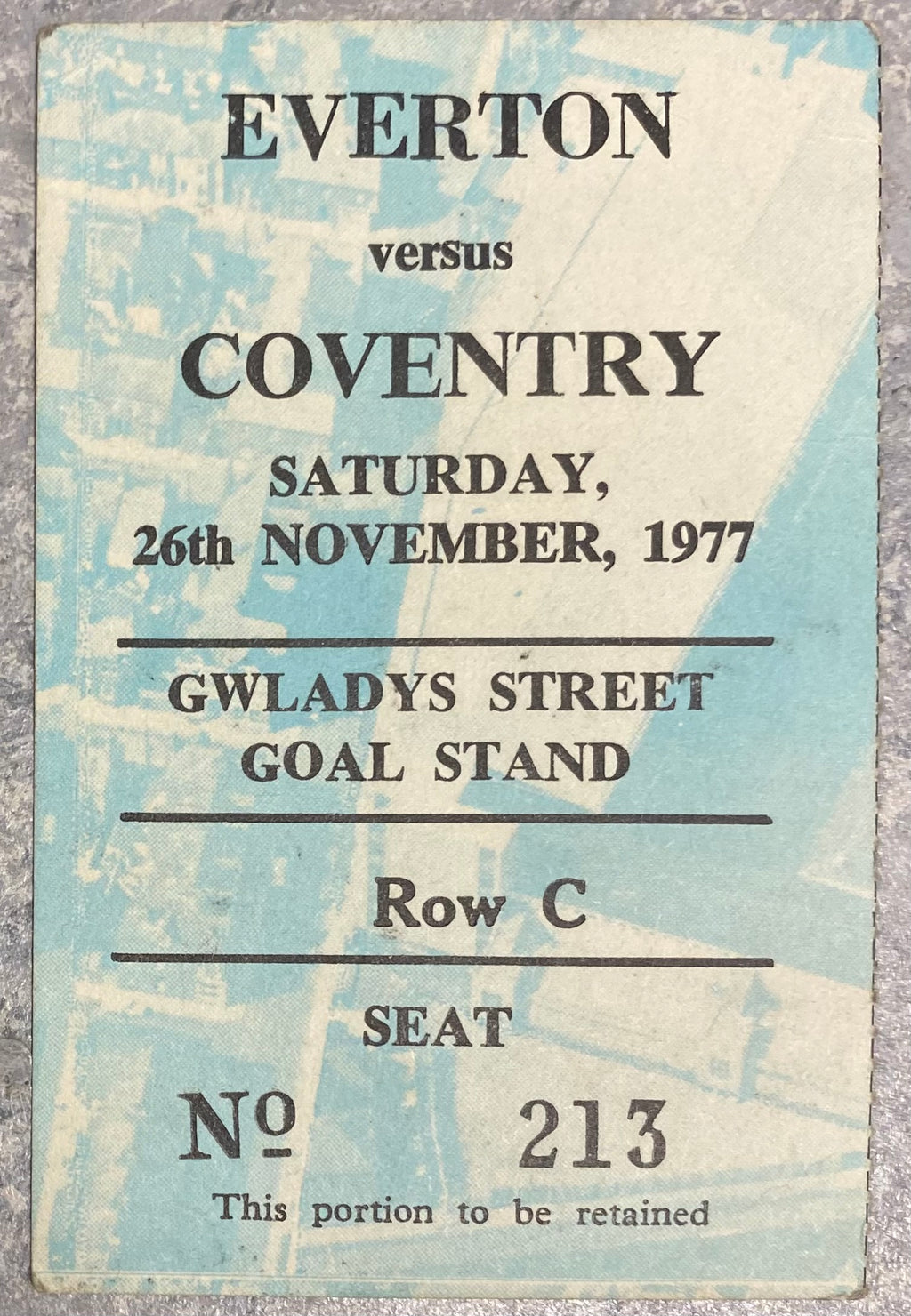 1977/78 ORIGINAL DIVISION ONE TICKET EVERTON V COVENTRY CITY