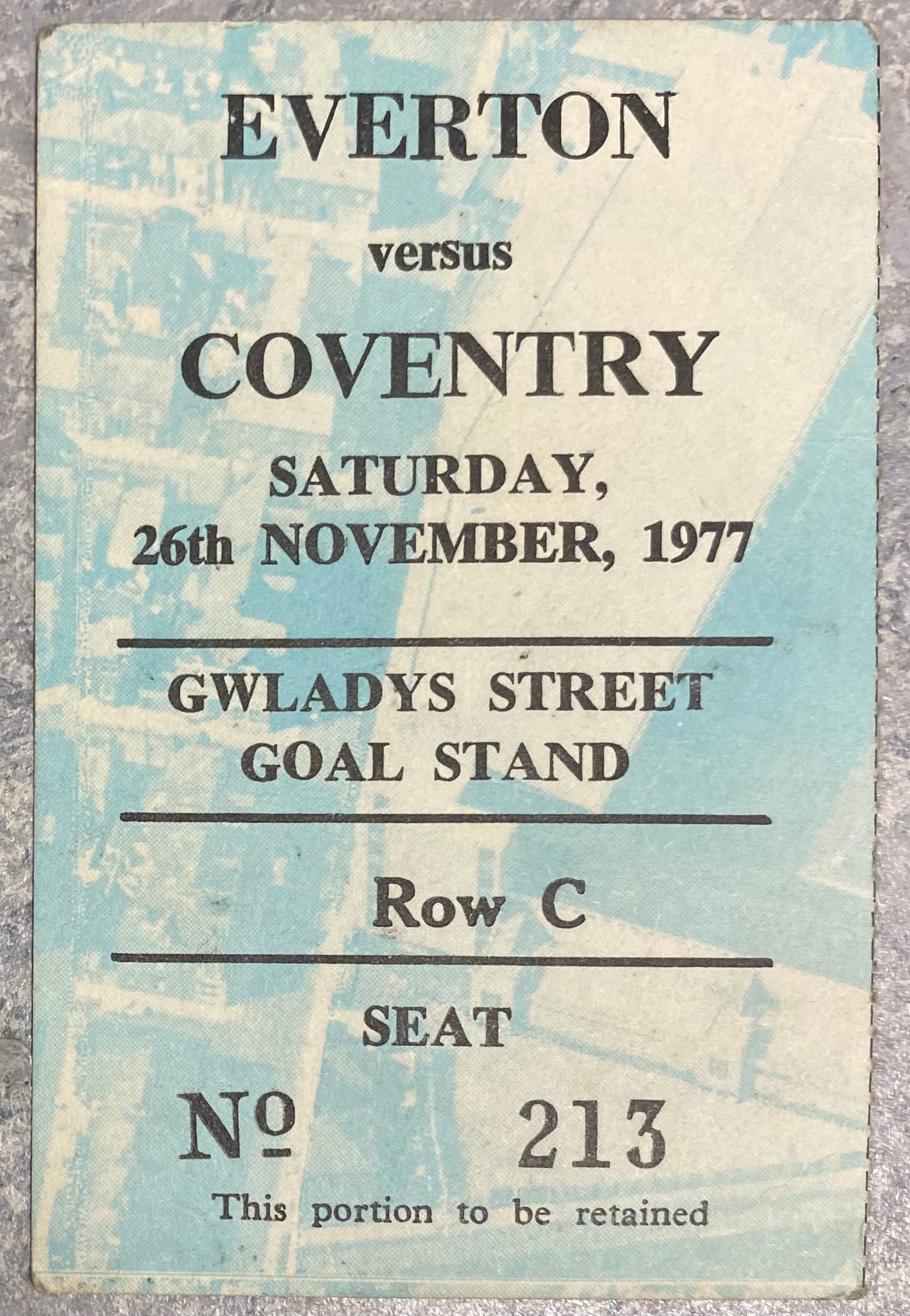 1977/78 ORIGINAL DIVISION ONE TICKET EVERTON V COVENTRY CITY