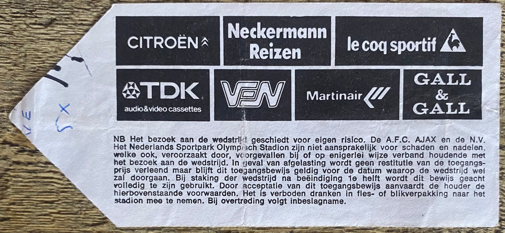 1982/83 ORIGINAL EUROPEAN CUP 1ST ROUND 2ND LEG TICKET AJAX AMSTERDAM V GLASGOW CELTIC