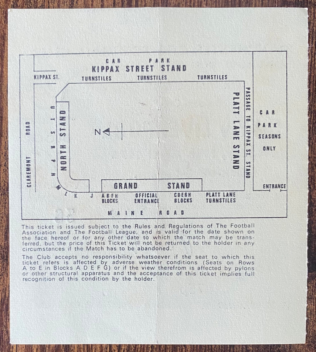 1975/76 ORIGINAL DIVISION ONE TICKET MANCHESTER CITY V LIVERPOOL