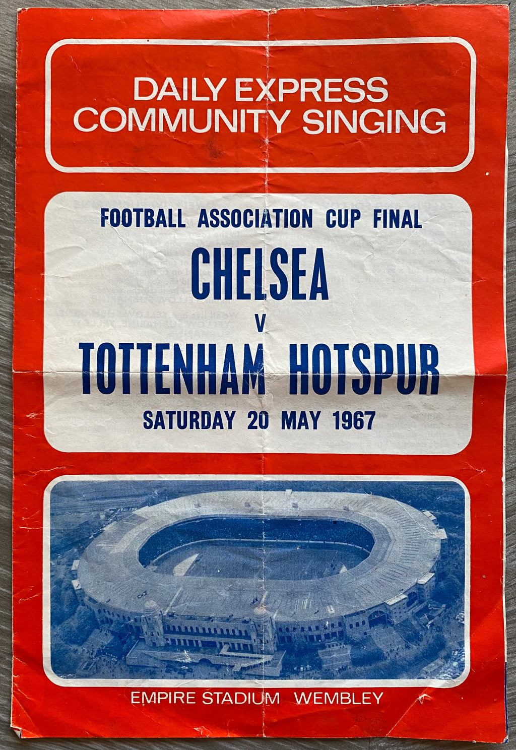 1969 ORIGINAL OFFICIAL FA CUP FINAL COMMUNITY SINGING SONG SHEET CHELSEA V TOTTENHAM HOTSPUR