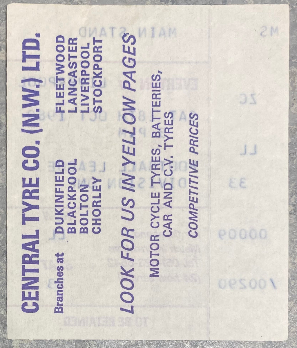 1980/81 ORIGINAL DIVISION ONE TICKET EVERTON V LIVERPOOL