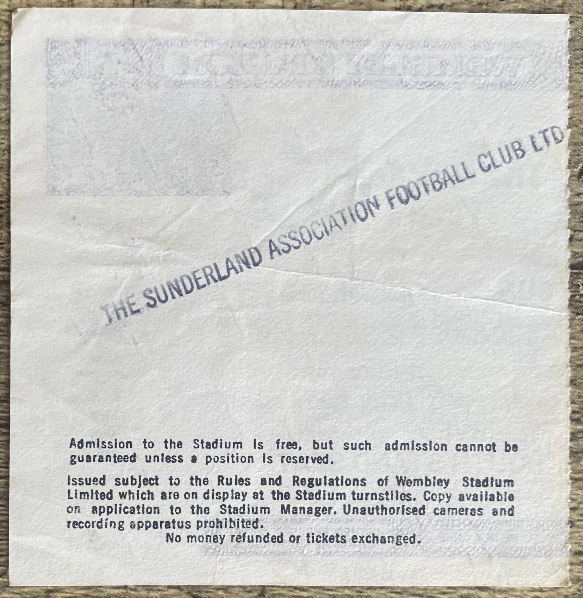 1985 ORIGINAL MILK CUP FINAL TICKET NORWICH V SUNDERLAND