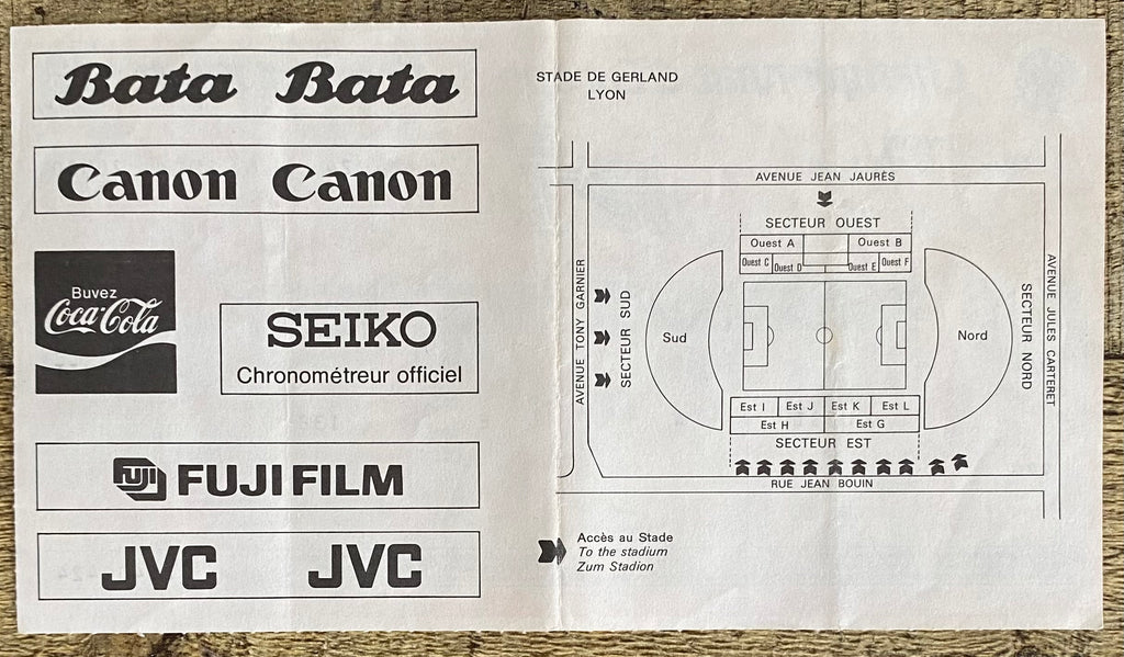 1984 ORIGINAL EURO 84 SEMI FINAL TICKET SPAIN V DENMARK @ LYON