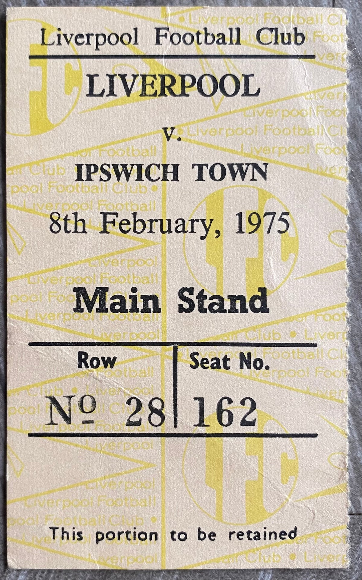 1974/75 ORIGINAL DIVISION ONE PROGRAMME, MATCH AND TRAIN TICKET LIVERPOOL V IPSWICH TOWN