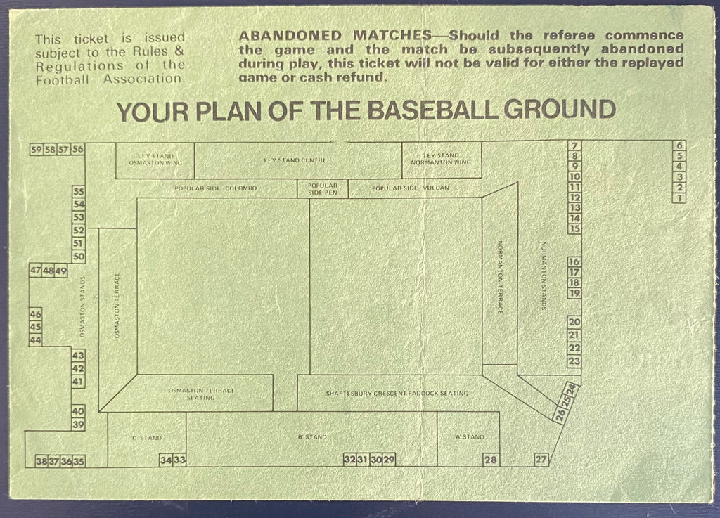 1979/80 ORIGINAL DIVISION 1 TICKET DERBY COUNTY V STOKE CITY