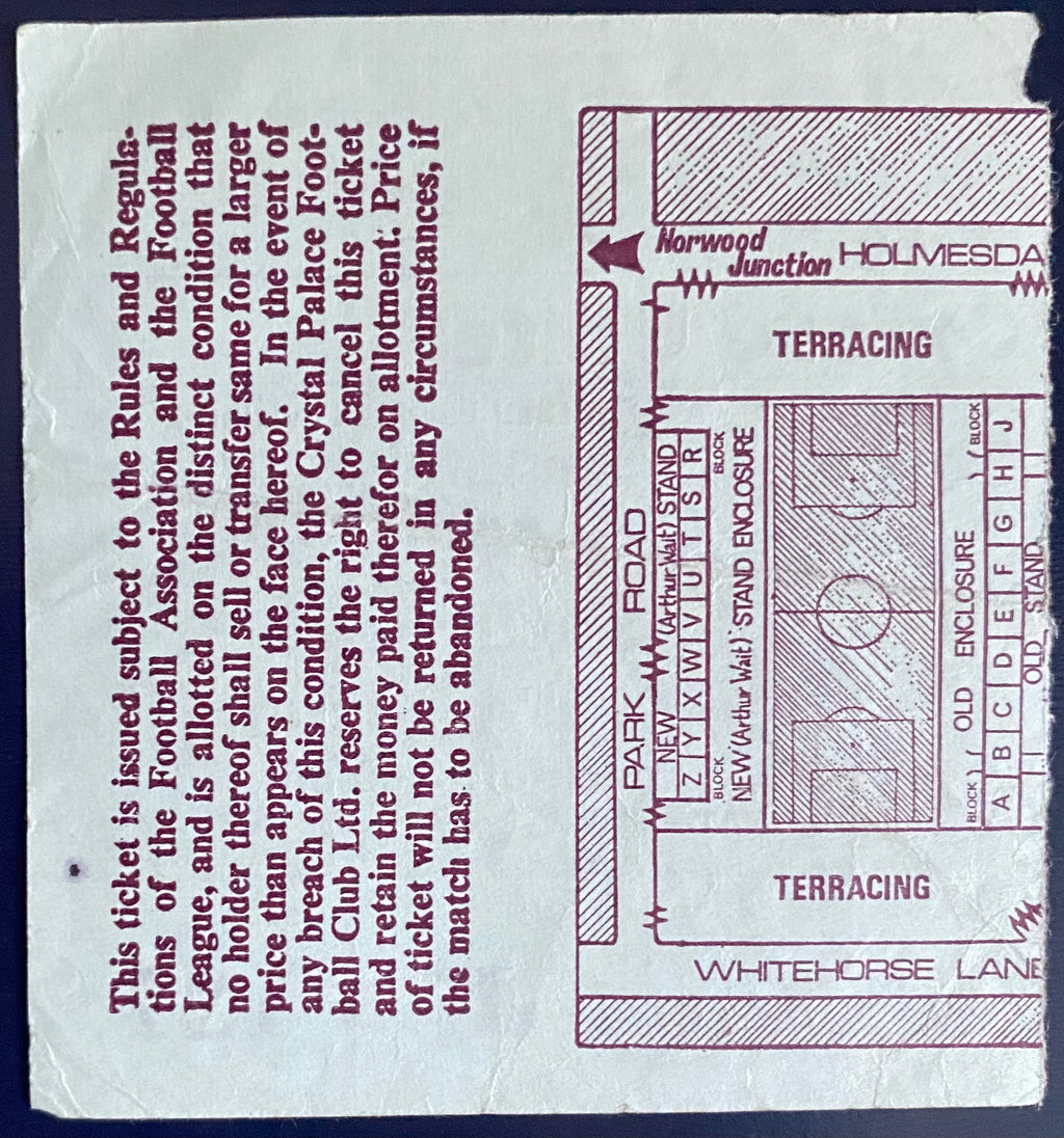 1973/74 ORIGINAL DIVISION 2 TICKET CRYSTAL PALACE V OXFORD UNITED