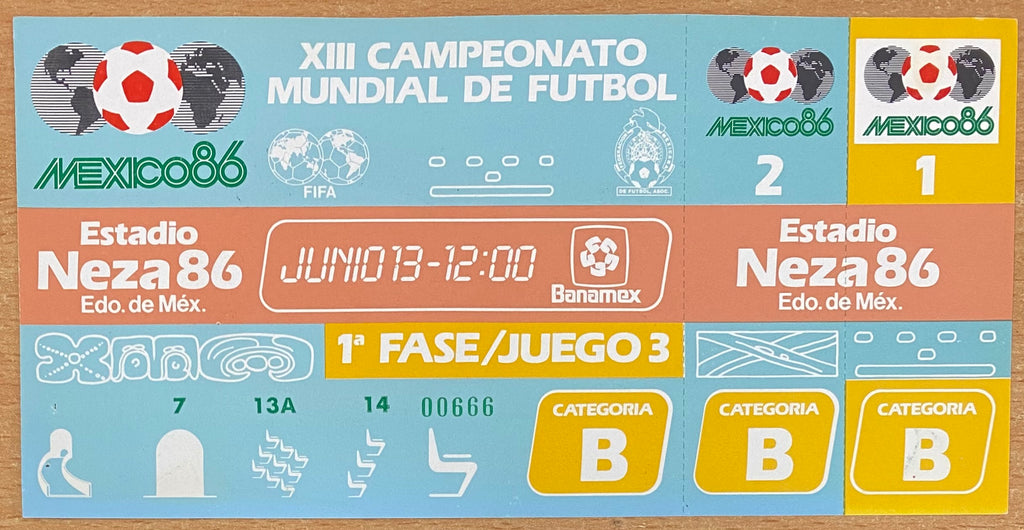 1986 ORIGINAL WORLD CUP 1ST ROUND UNUSED TICKET SCOTLAND V URUGUAY @ Nezahualcóyotl