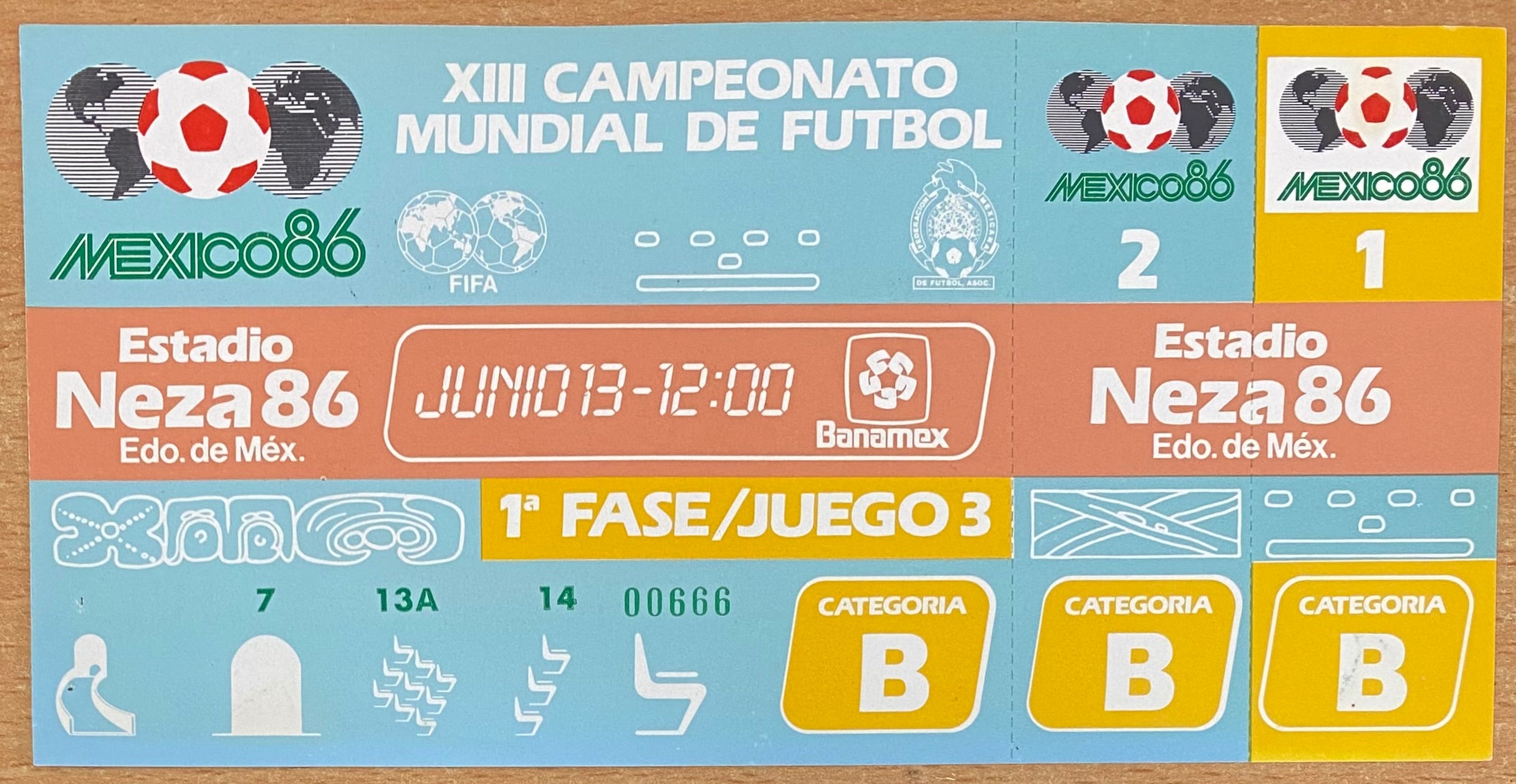 1986 ORIGINAL WORLD CUP 1ST ROUND UNUSED TICKET SCOTLAND V URUGUAY @ Nezahualcóyotl