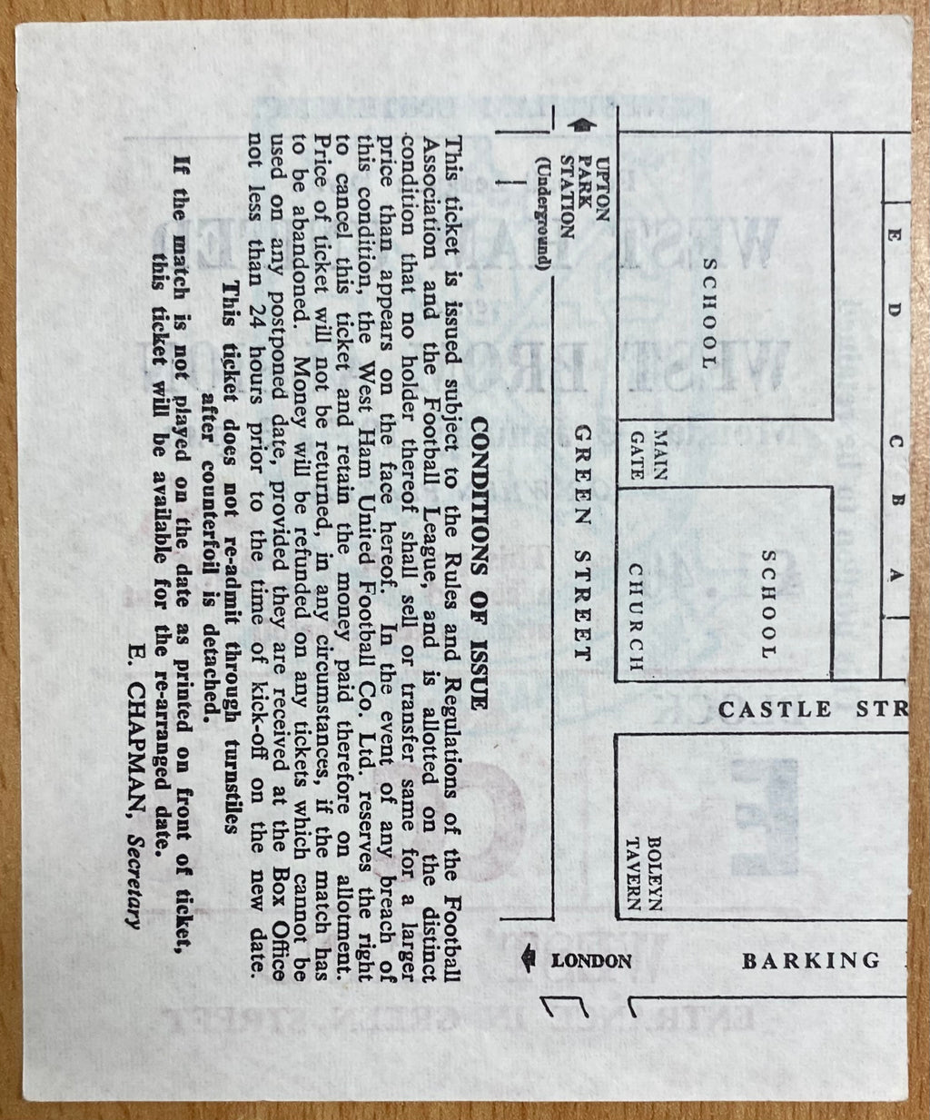 1976/77 ORIGINAL DIVISION ONE TICKET WEST HAM UNITED V WEST BROMWICH ALBION