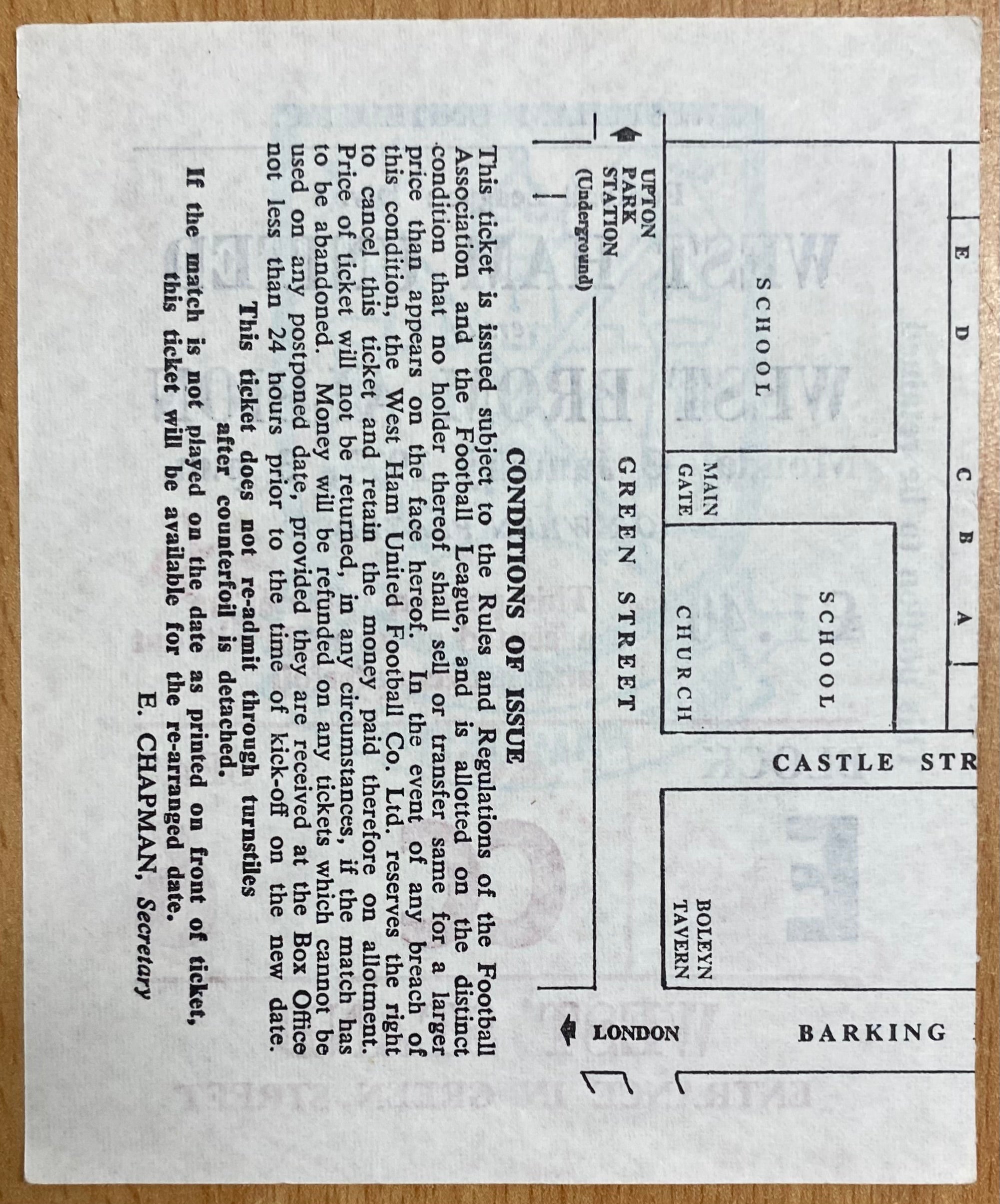 1976/77 ORIGINAL DIVISION ONE TICKET WEST HAM UNITED V WEST BROMWICH ALBION