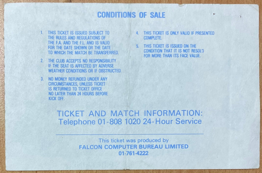 1981/82 ORIGINAL EUROPEAN CUP WINNERS CUP 1ST ROUND 2ND LEG TICKET TOTTENHAM HOTSPUR V AJAX AMSTERDAM