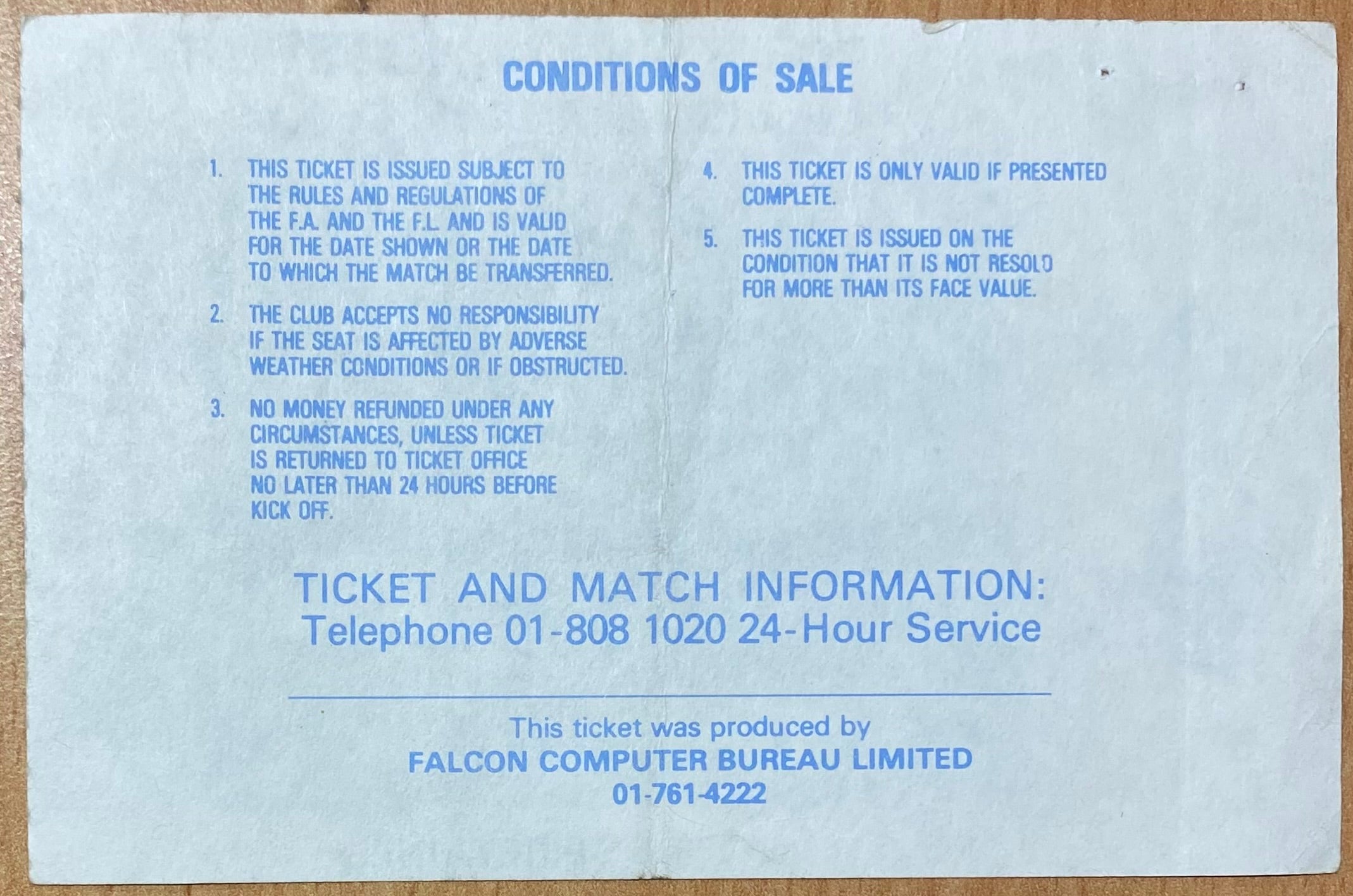 1981/82 ORIGINAL EUROPEAN CUP WINNERS CUP 1ST ROUND 2ND LEG TICKET TOTTENHAM HOTSPUR V AJAX AMSTERDAM