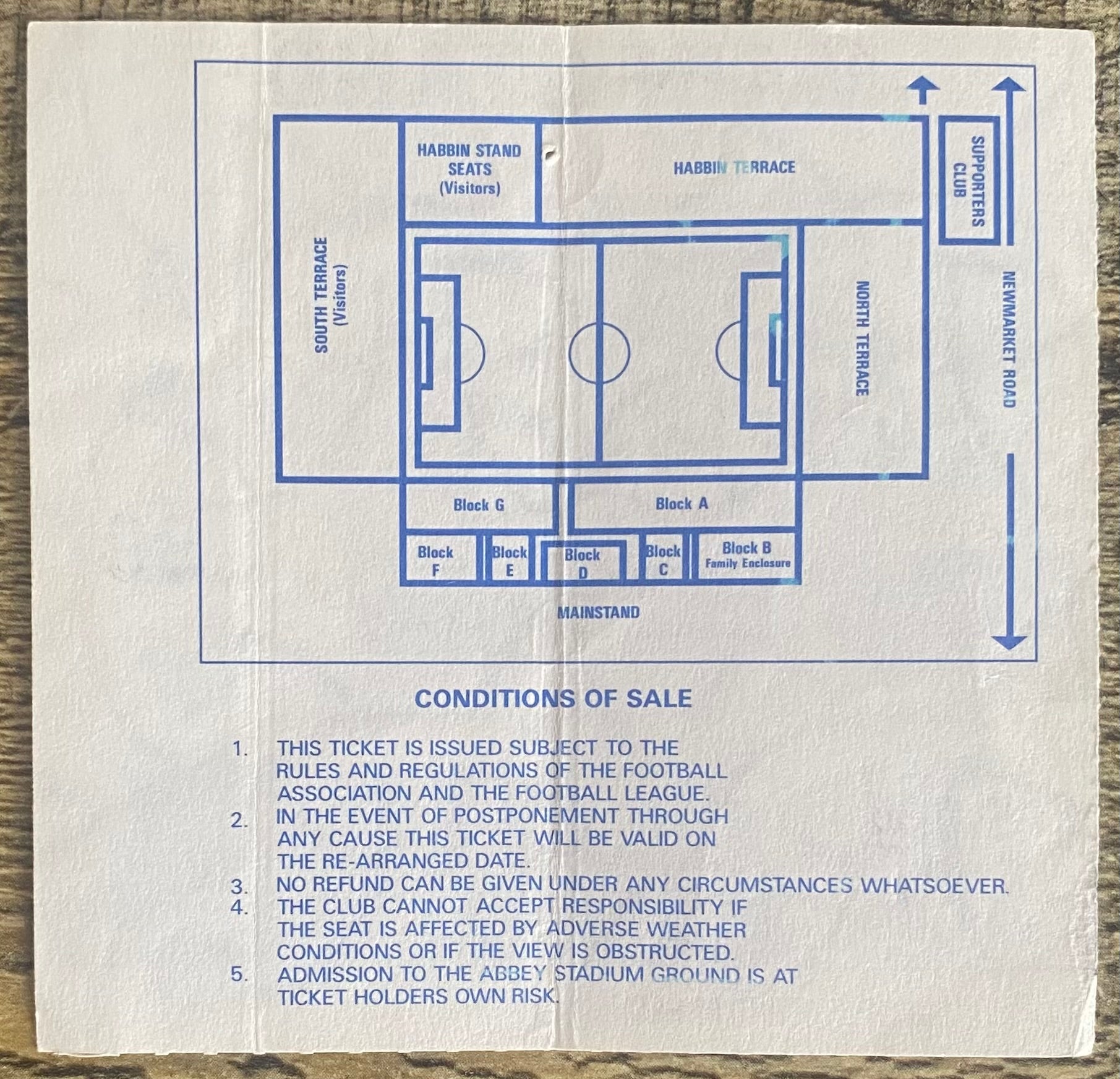 1996/97 ORIGINAL DIVISION 3 TICKET CAMBRIDGE UNITED V BRIGHTON AND HOVE ALBION