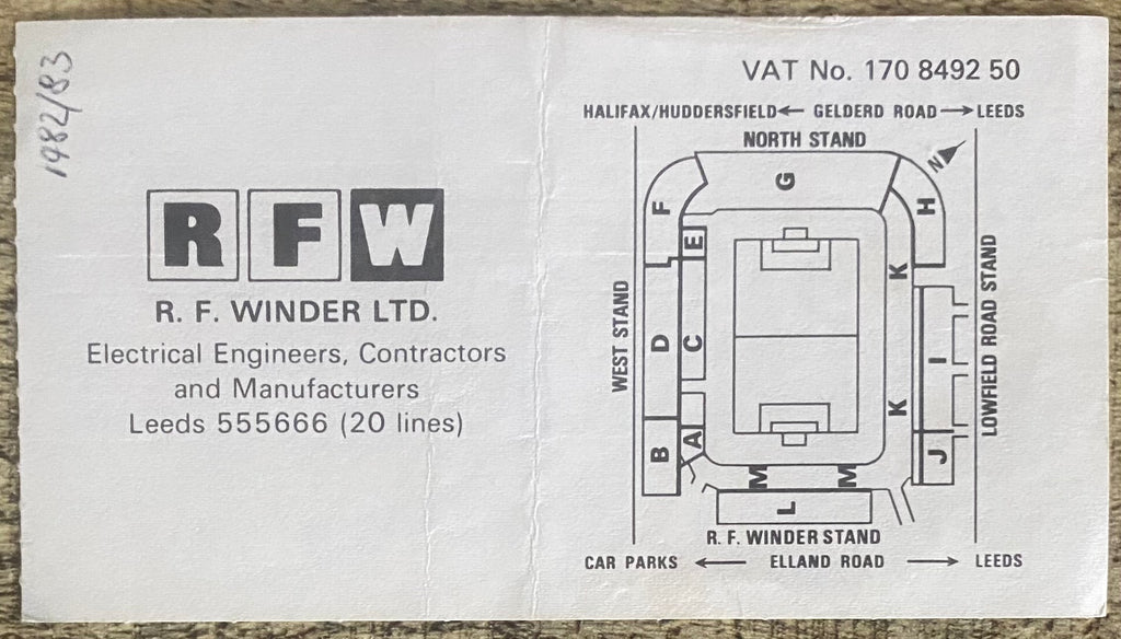 1982/83 ORIGINAL DIVISION TWO TICKET LEEDS UNITED V LEICESTER CITY