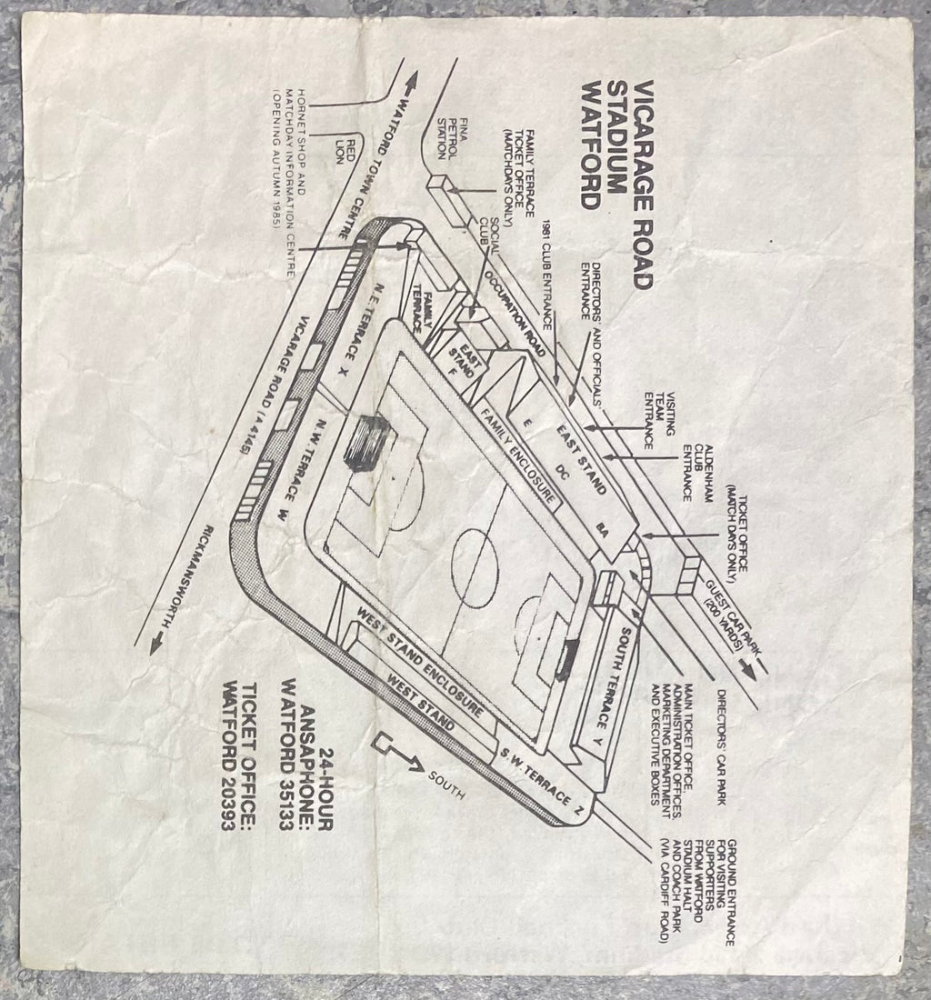 1985/86 ORIGINAL DIVISION ONE TICKET WATFORD V EVERTON