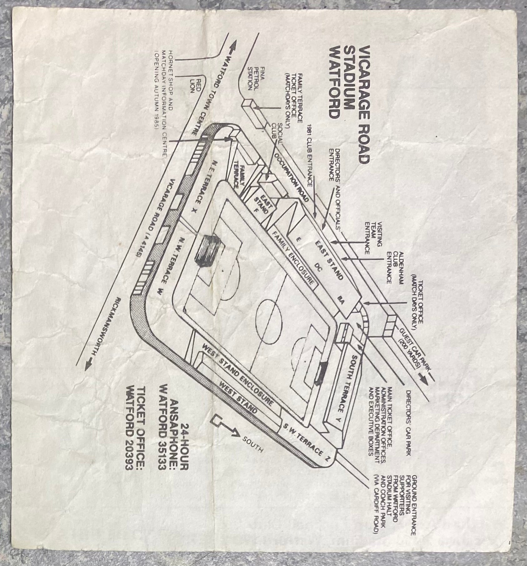 1985/86 ORIGINAL DIVISION ONE TICKET WATFORD V EVERTON