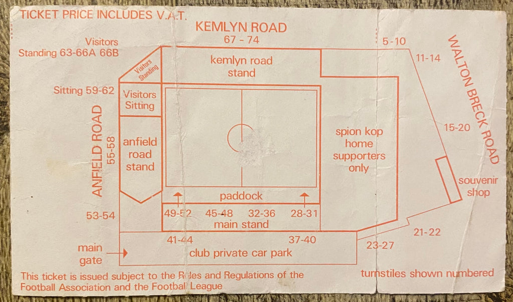 1985/86 ORIGINAL DIVISION ONE TICKET LIVERPOOL V NEWCASTLE UNITED