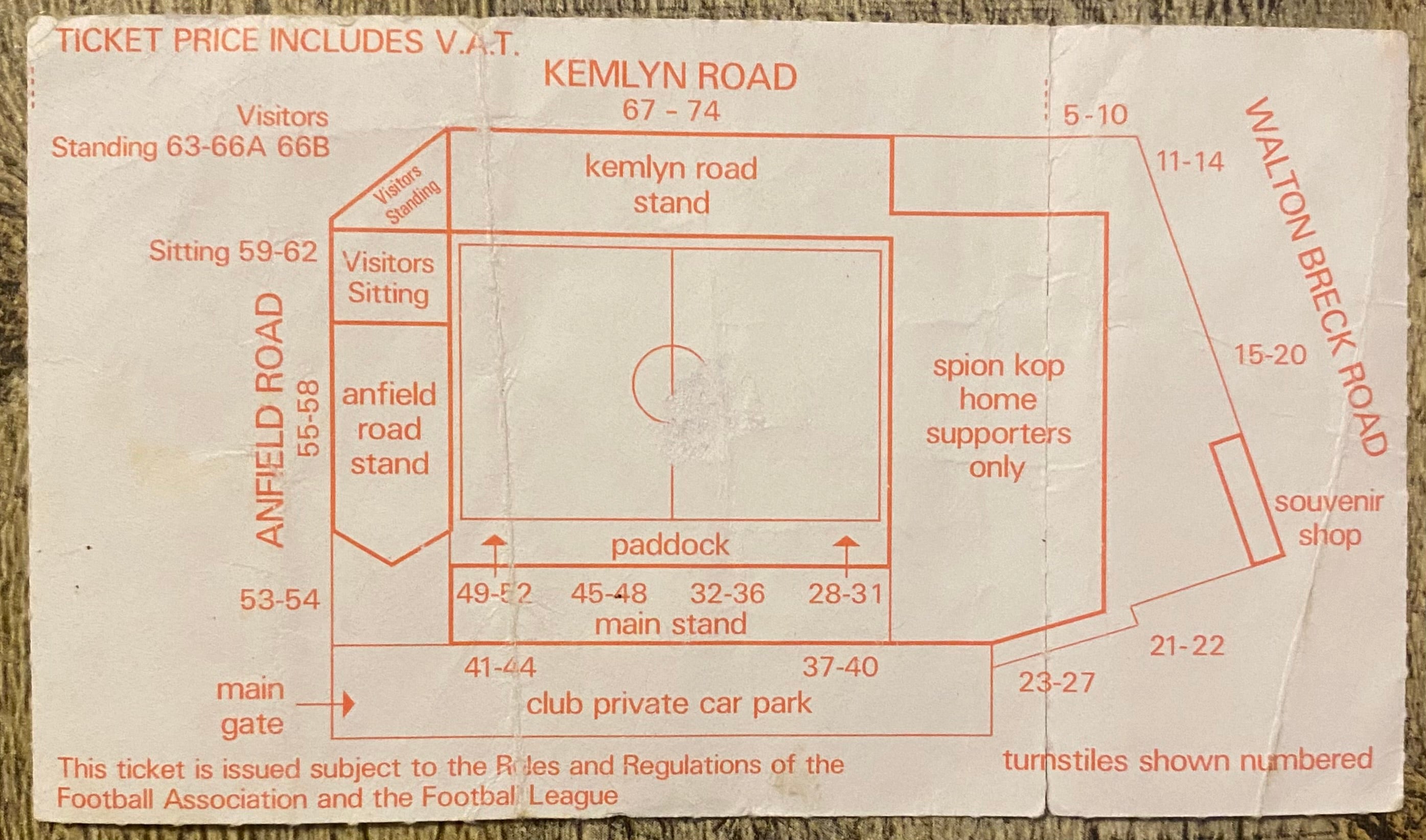 1985/86 ORIGINAL DIVISION ONE TICKET LIVERPOOL V NEWCASTLE UNITED