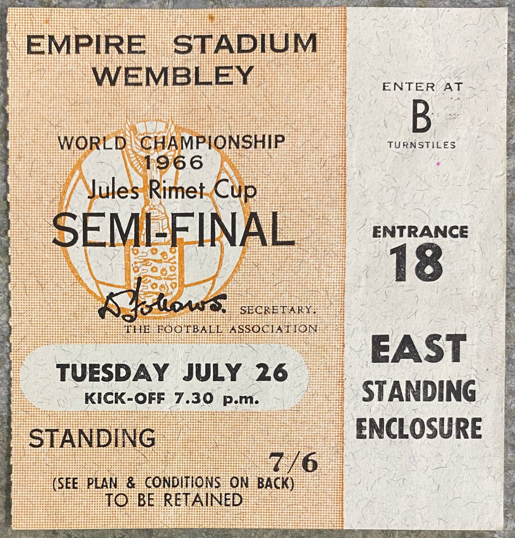 1966 ORIGINAL WORLD CUP SEMI  FINAL TICKET ENGLAND V PORTUGAL @ WEMBLEY