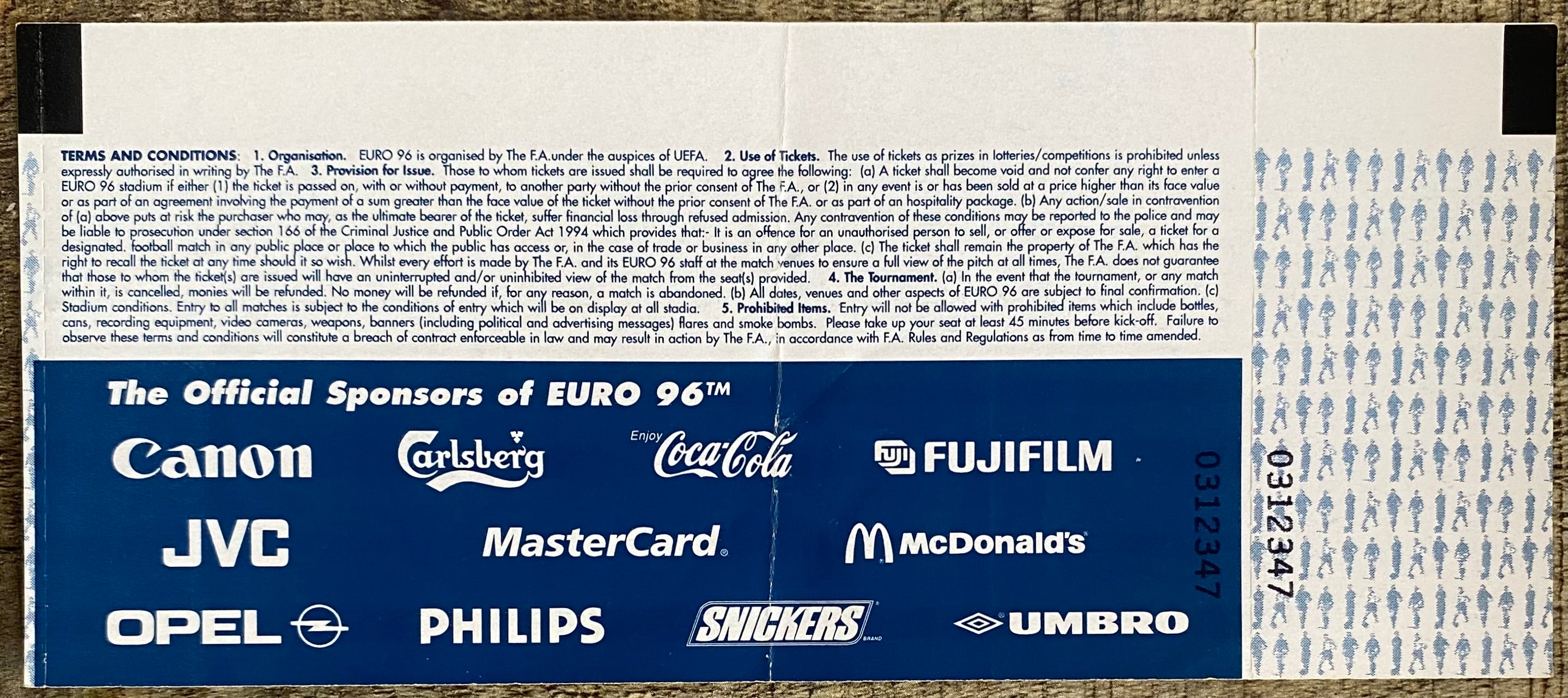1996 ORIGINAL EUROPEAN CHAMPIONSHIPS EURO 96 UNUSED TICKET NETHERLANDS V SWITZERLAND @ VILLA PARK