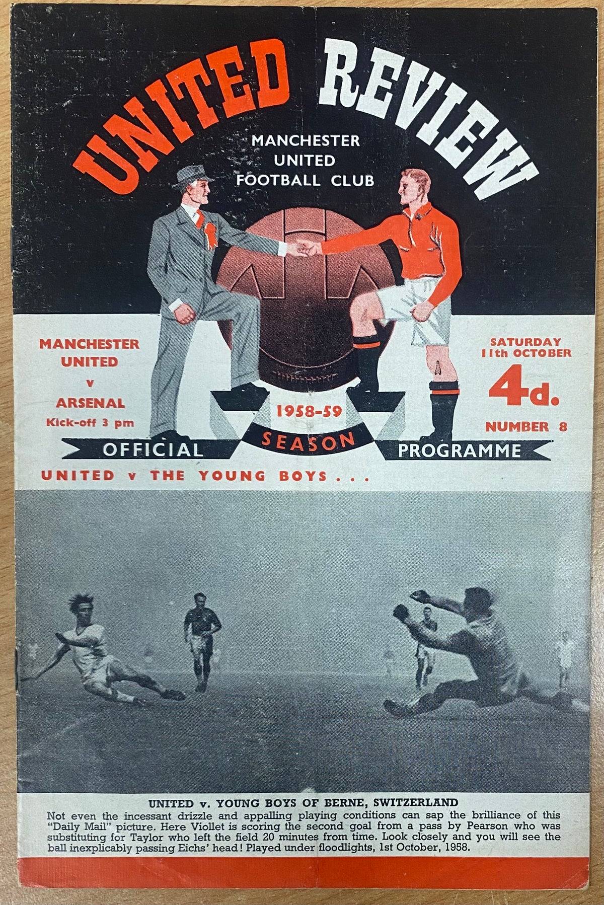 1958/59 ORIGINAL DIVISION ONE PROGRAMME MANCHESTER UNITED V ARSENAL