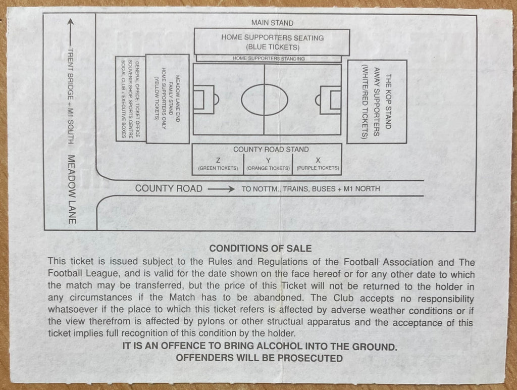 1993/94 ORIGINAL DIVISION 1 TICKET NOTTS COUNTY V SUNDERLAND