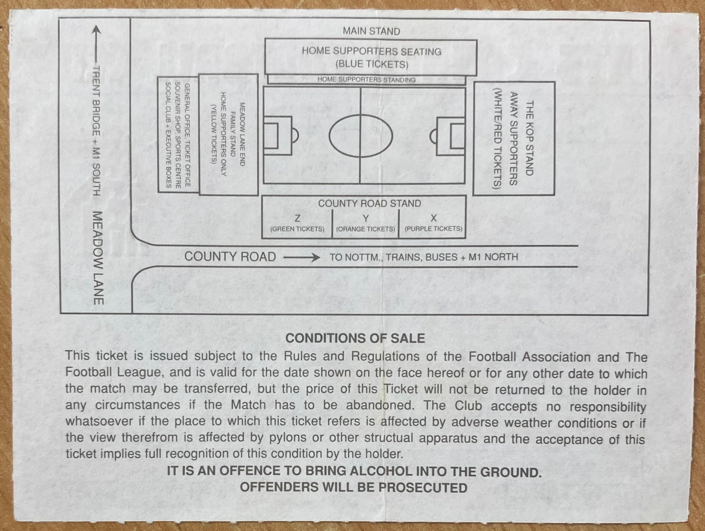 1993/94 ORIGINAL DIVISION 1 TICKET NOTTS COUNTY V SUNDERLAND