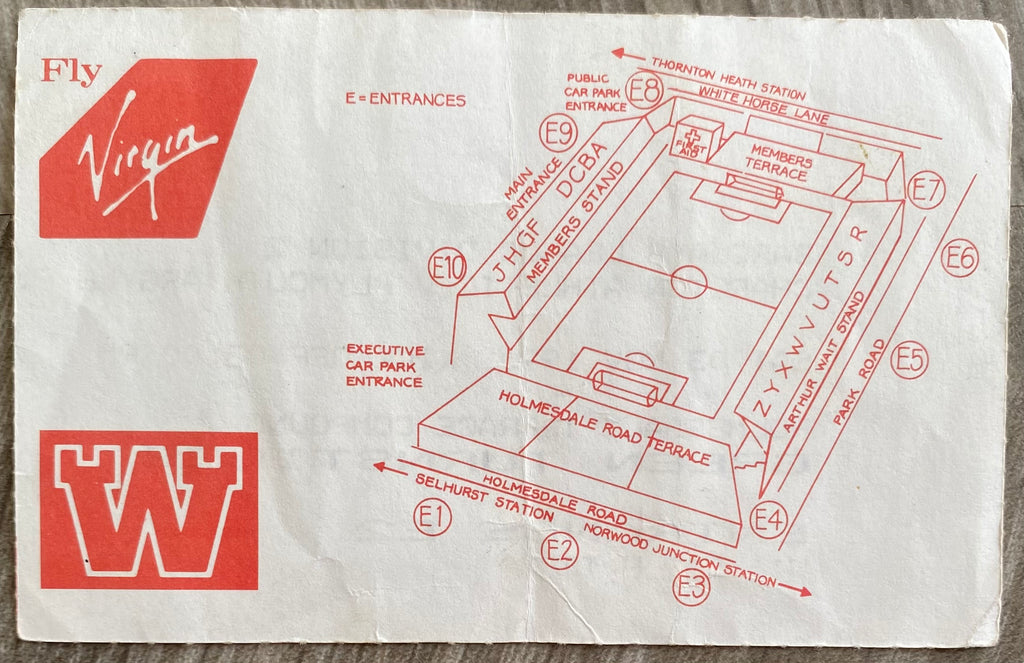 1990/91 ORIGINAL DIVISION 2 TICKET CHARLTON ATHLETIC V PLYMOUTH ARGYLE