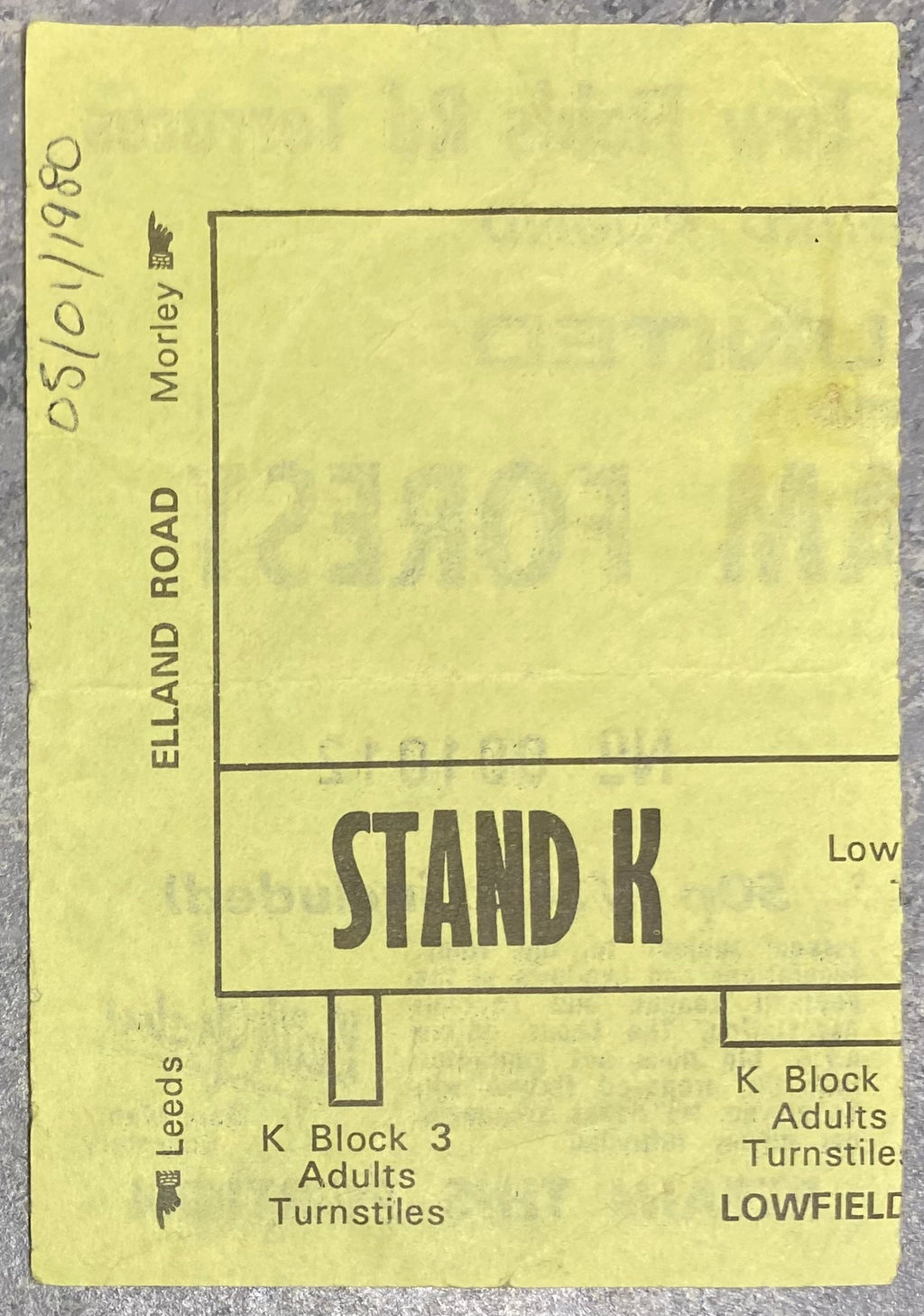 1979/80 ORIGINAL FA CUP 3RD ROUND TICKET LEEDS UNITED V NOTTINGHAM FOREST