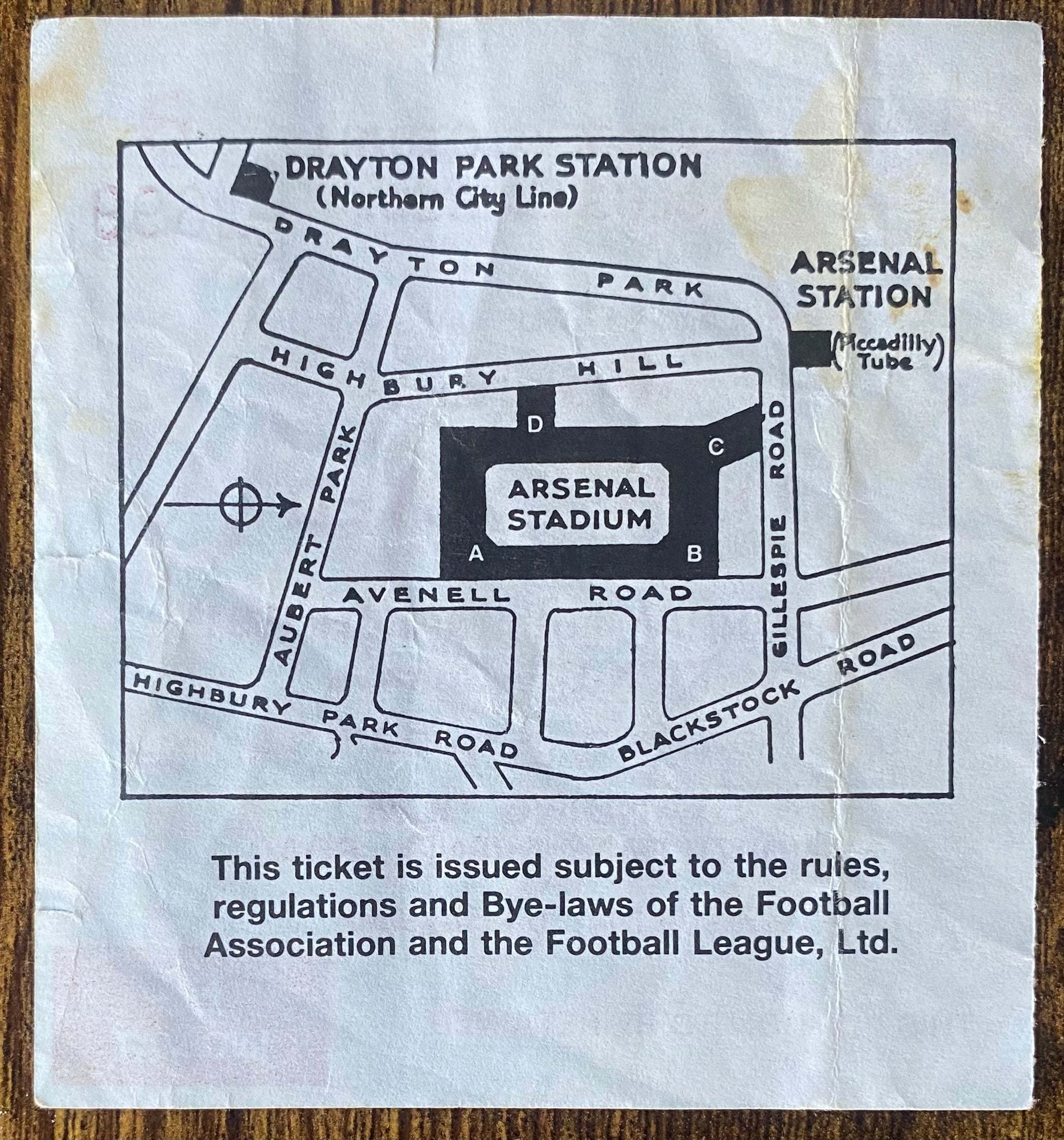 1990/91 ORIGINAL DIVISION ONE TICKET ARSENAL V LEEDS UNITED
