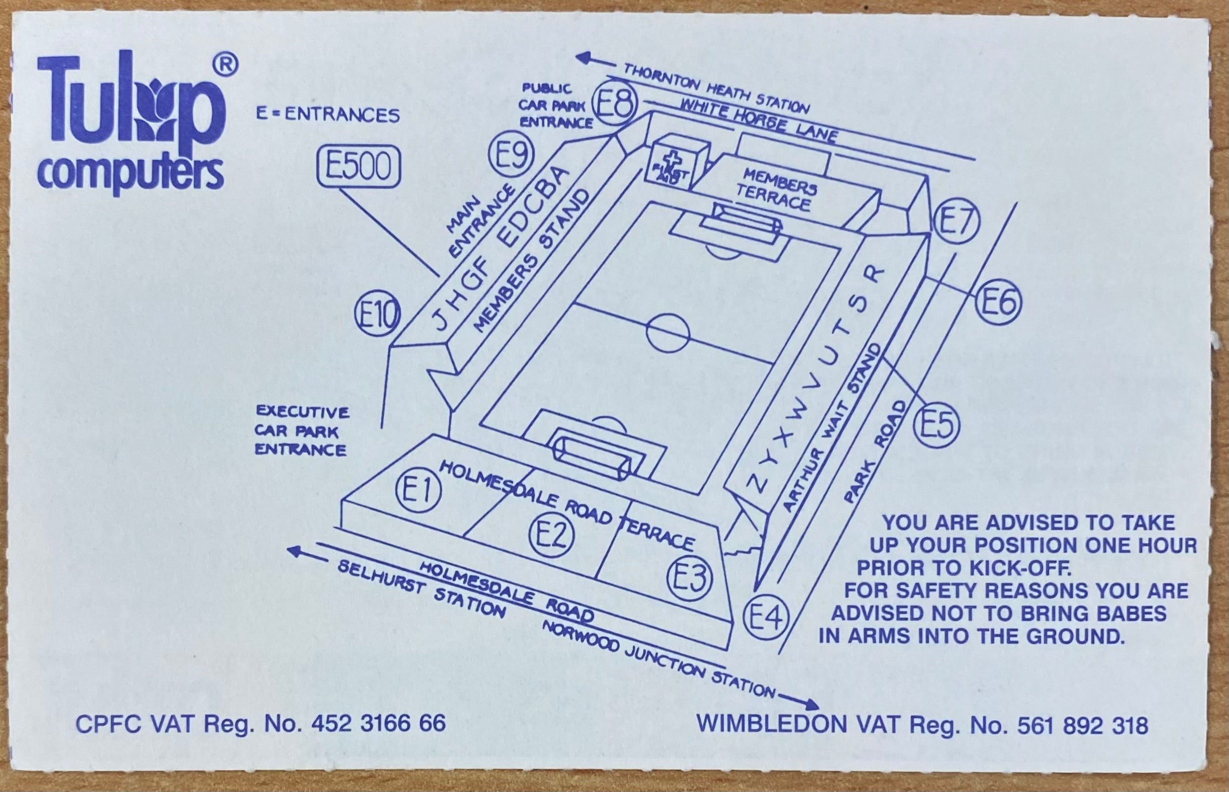 1991/92 ORIGINAL DIVISION 1 TICKET CRYSTAL PALACE V SHEFFIELD WEDNESDAY